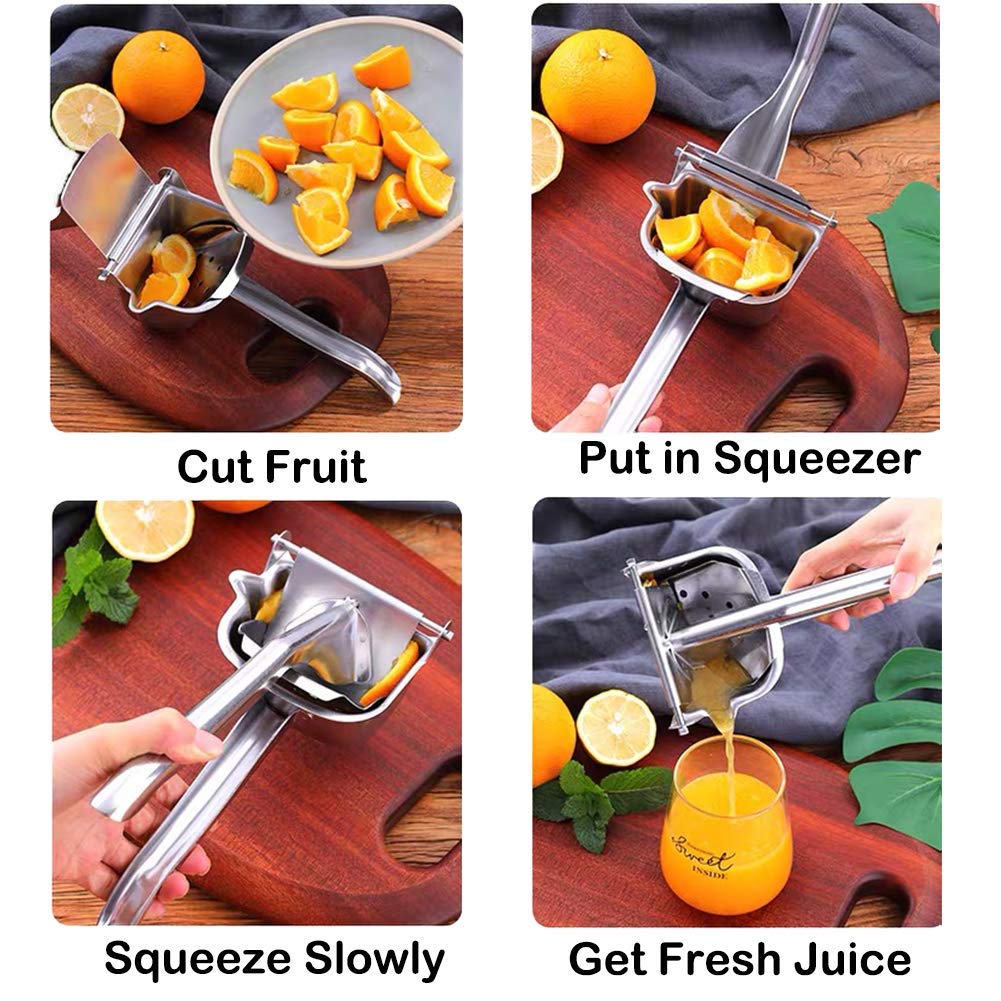 Real Stainless Steel Lemon Squeezer Citrus Juicer Hand Press Heavy Duty Manual Squeeze Juice Extractor Maker Orange Lime Grapefr