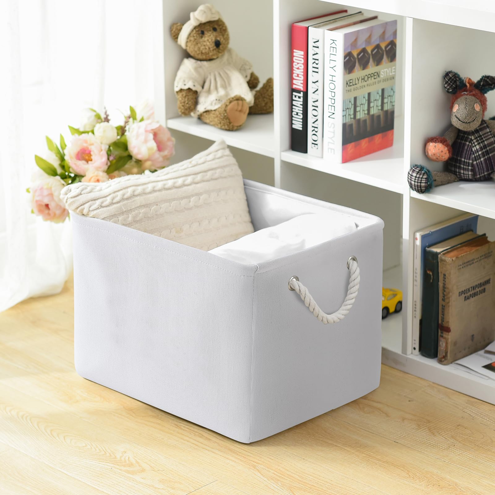 Thewarmhome Organization And Storage Basket For Shelves - Extra Jumbo 3 Pack 20.5X15.8X13.8 Inch Cube Storage Bins For Toy Close