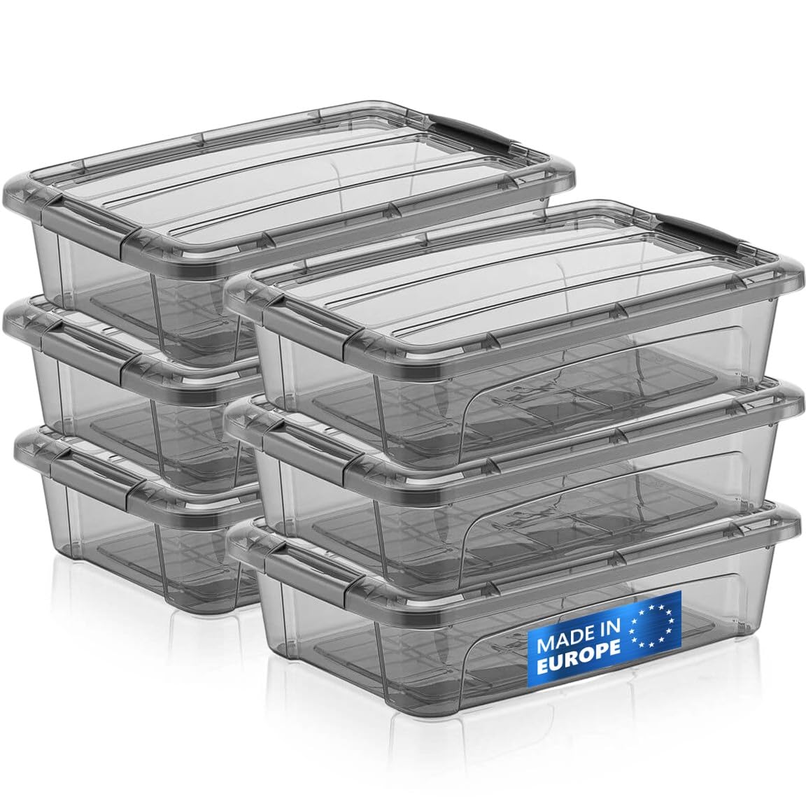 Tribello Small Storage Container Bin With Lids, Plastic Storage Container With Latching Lids For Organizing - Tinted - (11.5 X 8