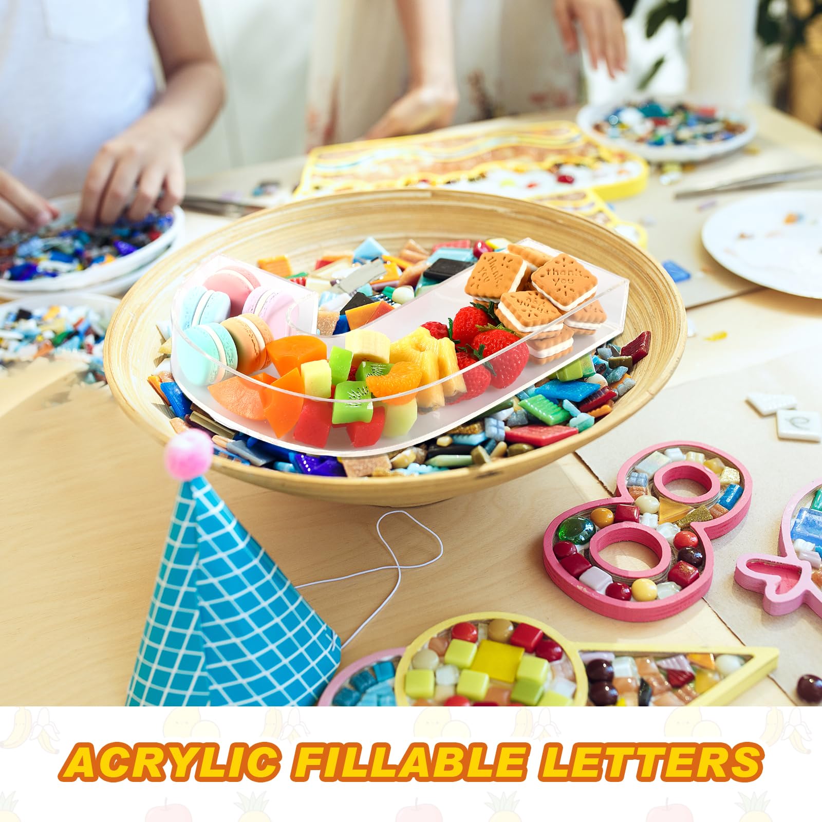 Uiifan 10   Acrylic Letter Box Form Tray Display Fillable Letter Charcuterie Box Acrylic Candy Dish for Birthday Party Reusable
