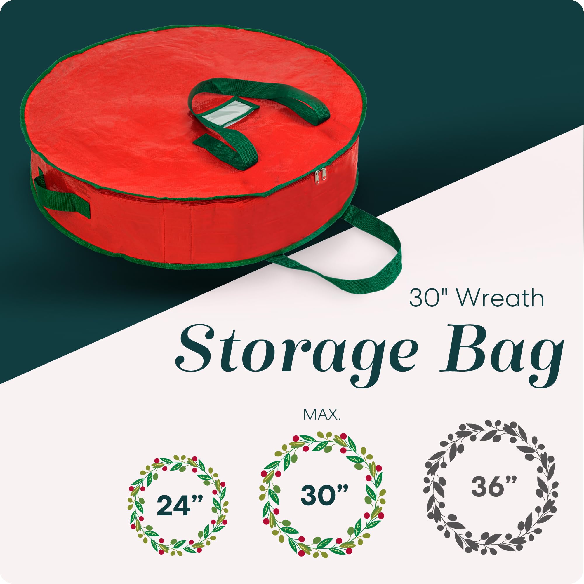 Handy Laundry, Christmas Wreath Storage Bag - Durable, Tarp Material, Zipper, Sturdy Carry Handles, Pest Protection - Ideal Home