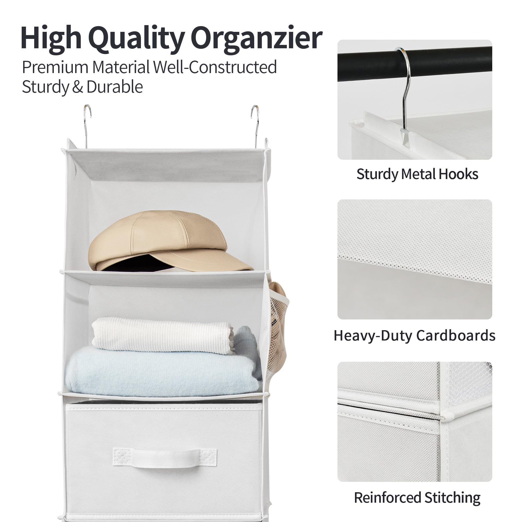 Granny Says 6-Shelf Hanging Organizer For Closet, Separable To 2 Pack 3-Shelf Hanging Shelves, Organization And Storage With 3 D