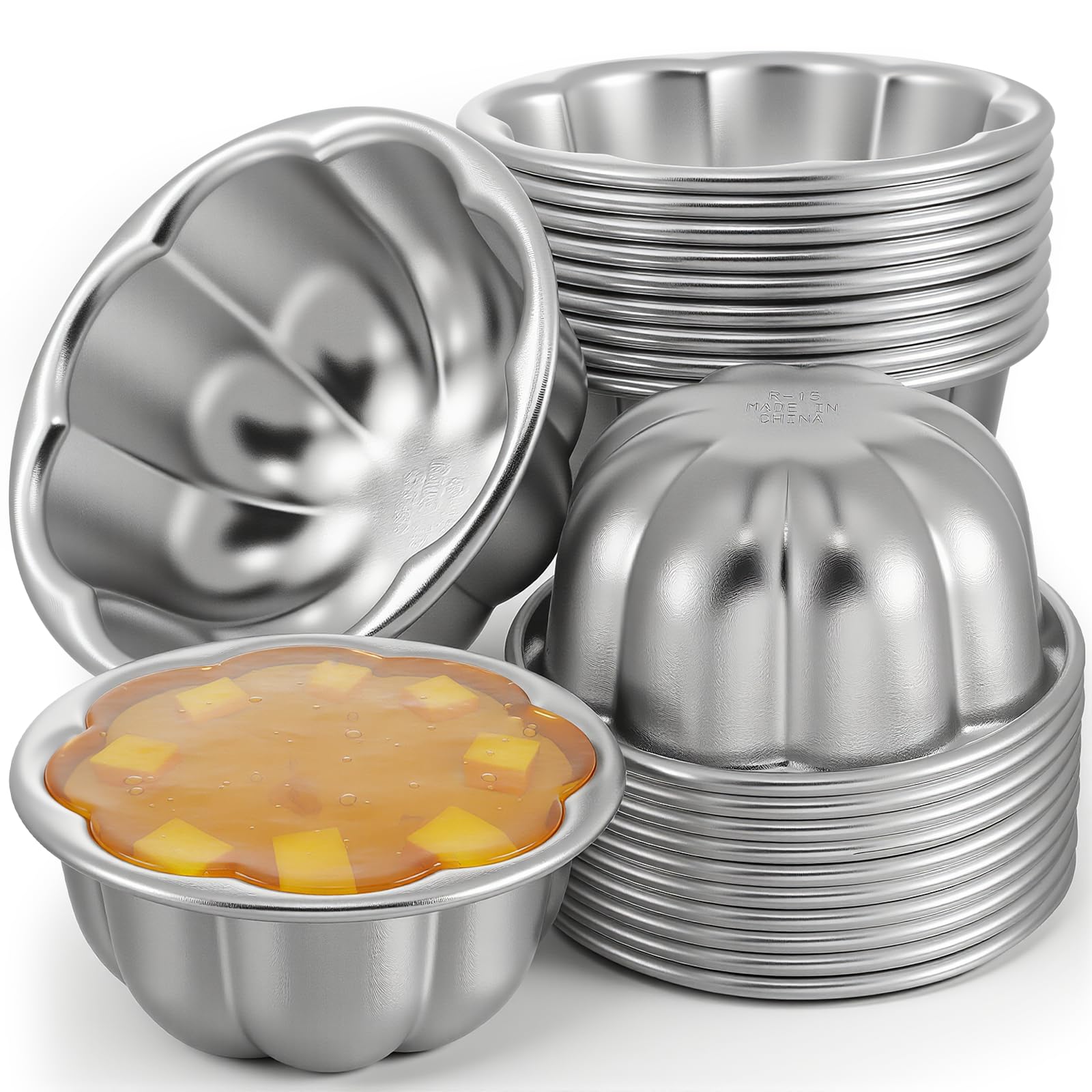 SHENLIU 24 Pack Pudding Cup Pans, Popover Pan Small Jelly Pans