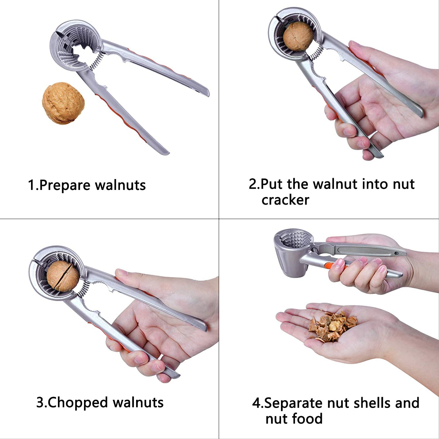 Nut Cracker, Walnut Clamp, Pecan Pliers Opener Stainless Steel Kitchen Tools, Splash Proof Design Pecan Chestnut Clamp Nutcracke