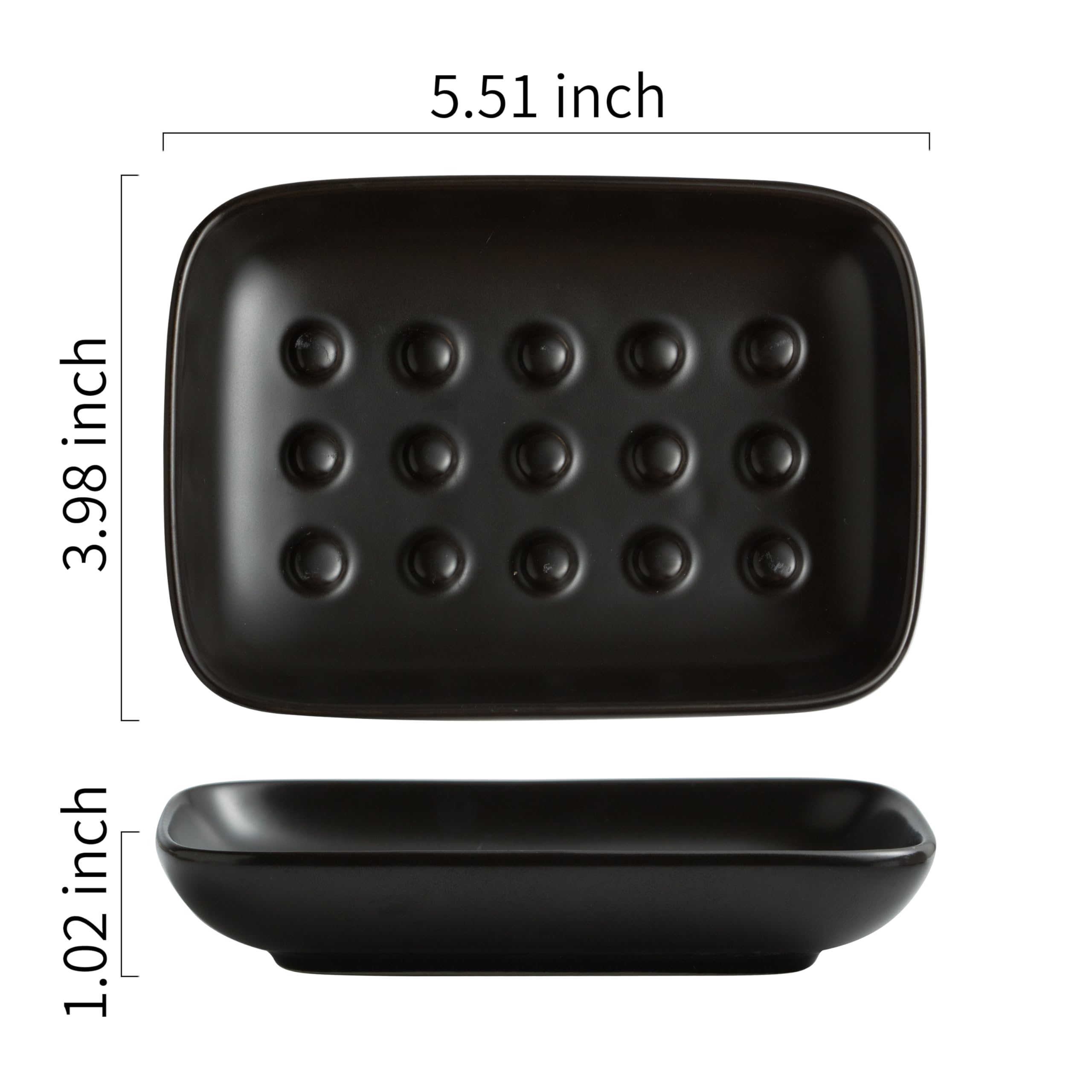 Miamolo Soap Dish, Ceramic Soap Holder Shower Soap Dish For Bar Soap Sponge, Soap Saver Tray For Bathroom Kitchen Sink, Black