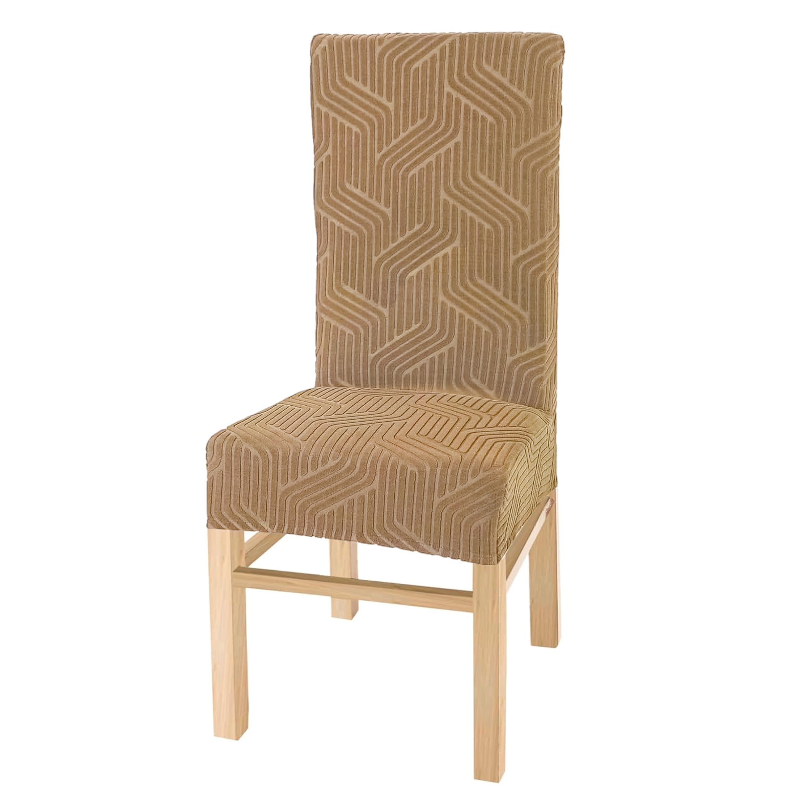 Yellow Weaves Elastic Stretchable Dining Chair Cover, Removable Washable Elastic Self Jacquard Dining Chair Covers (1 Piece, Gol