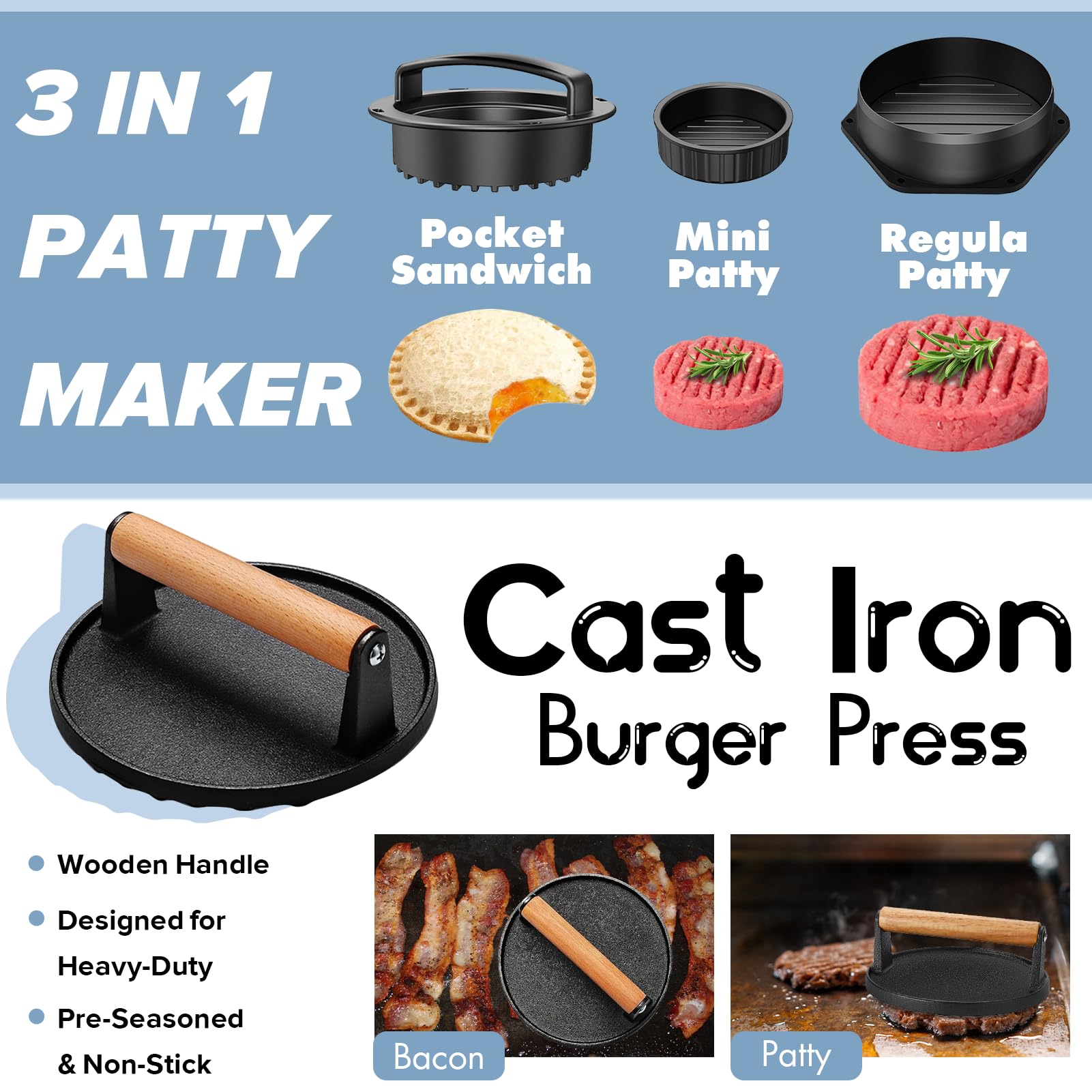 Pontual 31PCS Griddle Accessories Kit for Blackstone, Flat Top Hibachi Grill Spatula Set with 2 Melting Domes, Burger Press, Pat
