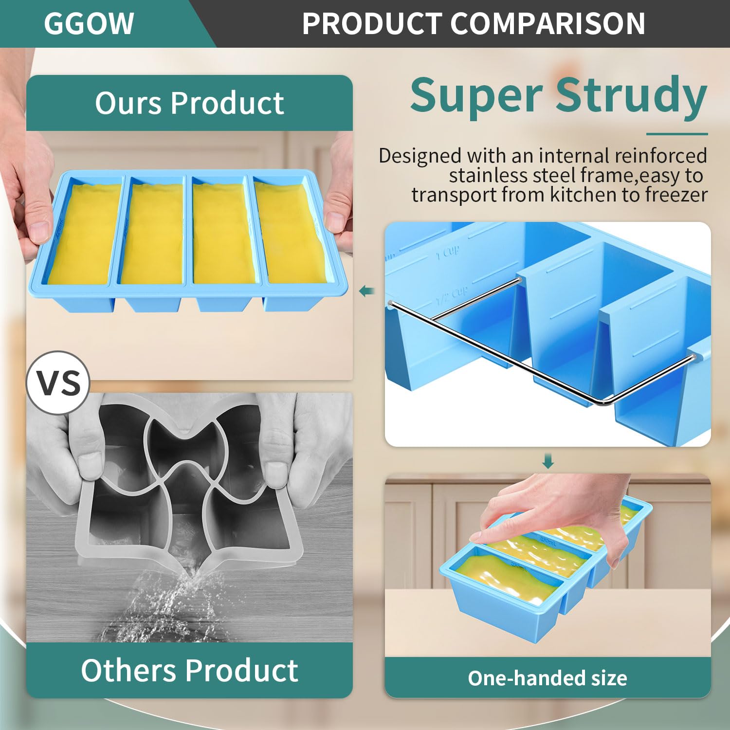 Ggow Silicone Freezer Tray For Soup Cube: Silicone Freezing Tray For Broth Sauce Storage - Freeze 125Ml 250Ml Souped Portion