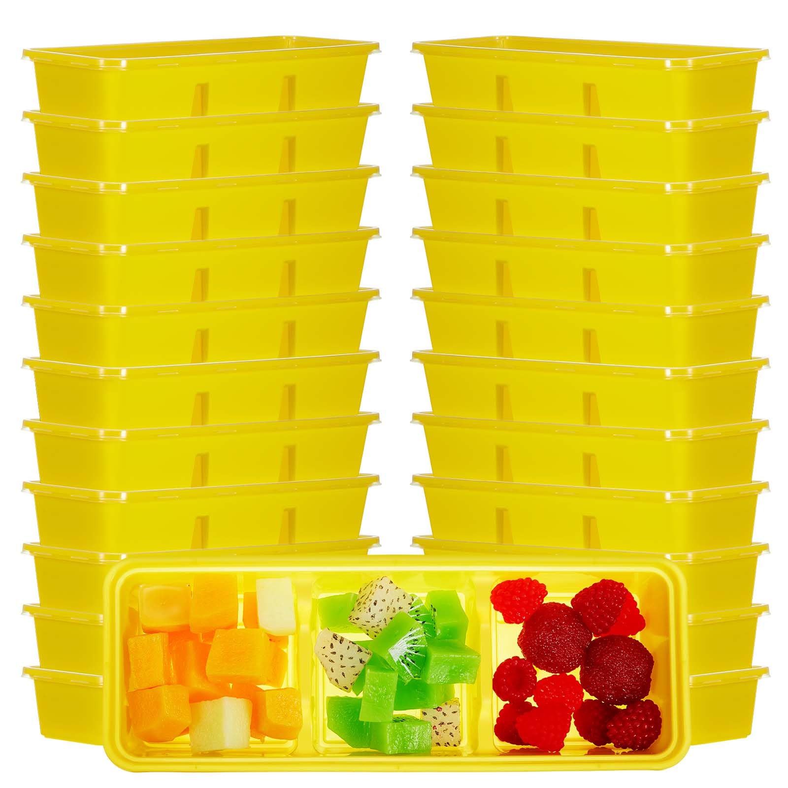 Hushee 25 Pack 17 oz Small Meal Prep Containers with 3 Compartments Snack Containers with Lid Disposable Plastic Bento Box Trave