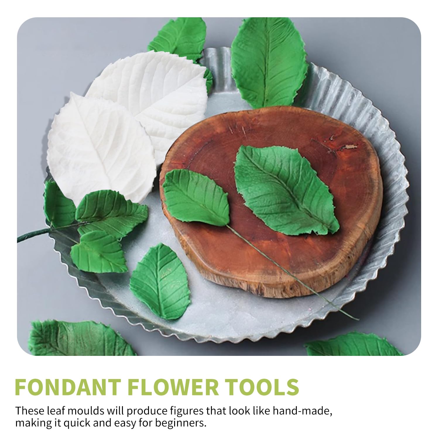 Kalaien Leaf Petal Veiner Gum Paste Mold Sugar Craft Tools Rose Flower Leaf Vein Double Veiners Mold