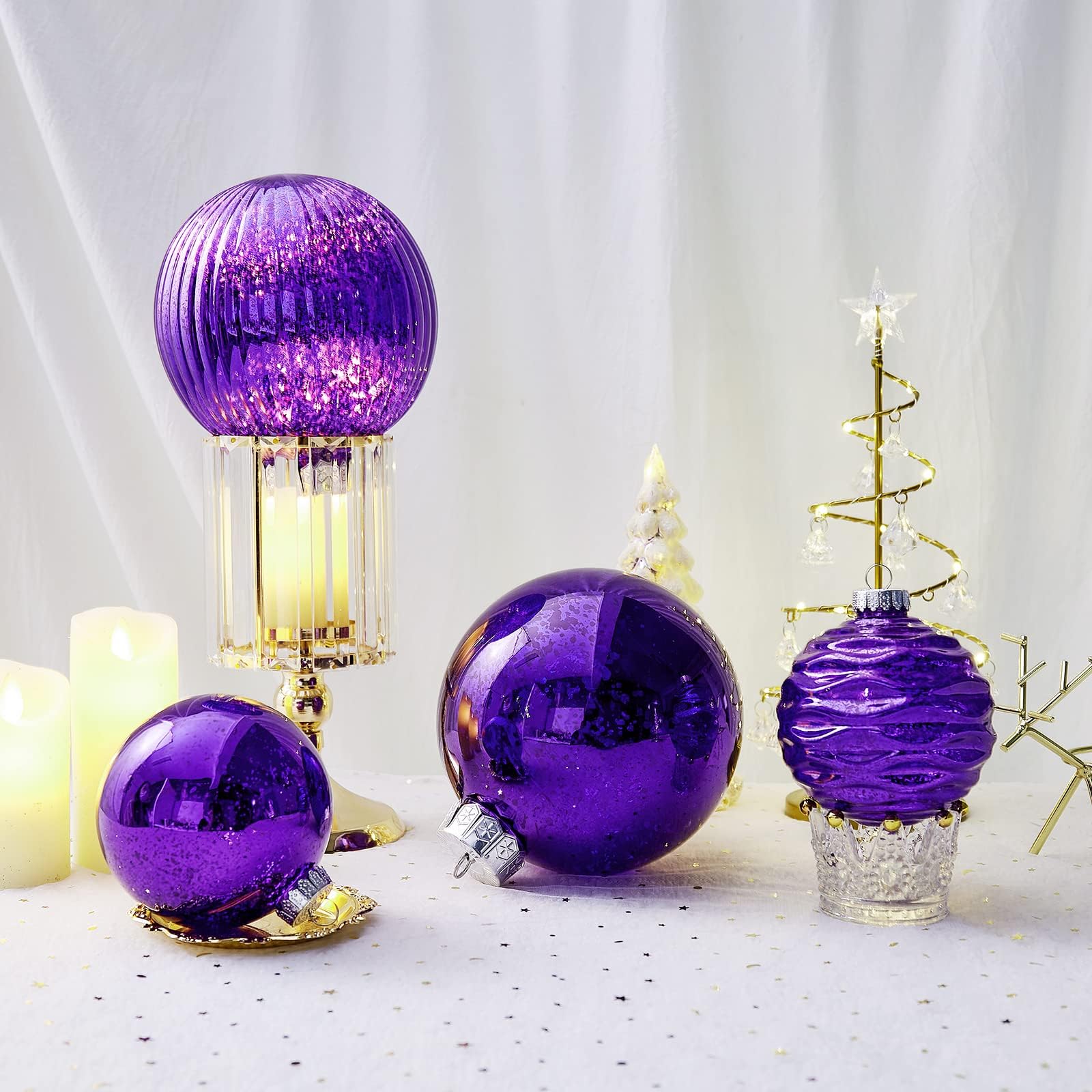 Large Christmas Ball Ornaments, Oversized Shatterproof Plastic Decorative Hanging Mercury Ornaments Ball for Xmas Holiday Party