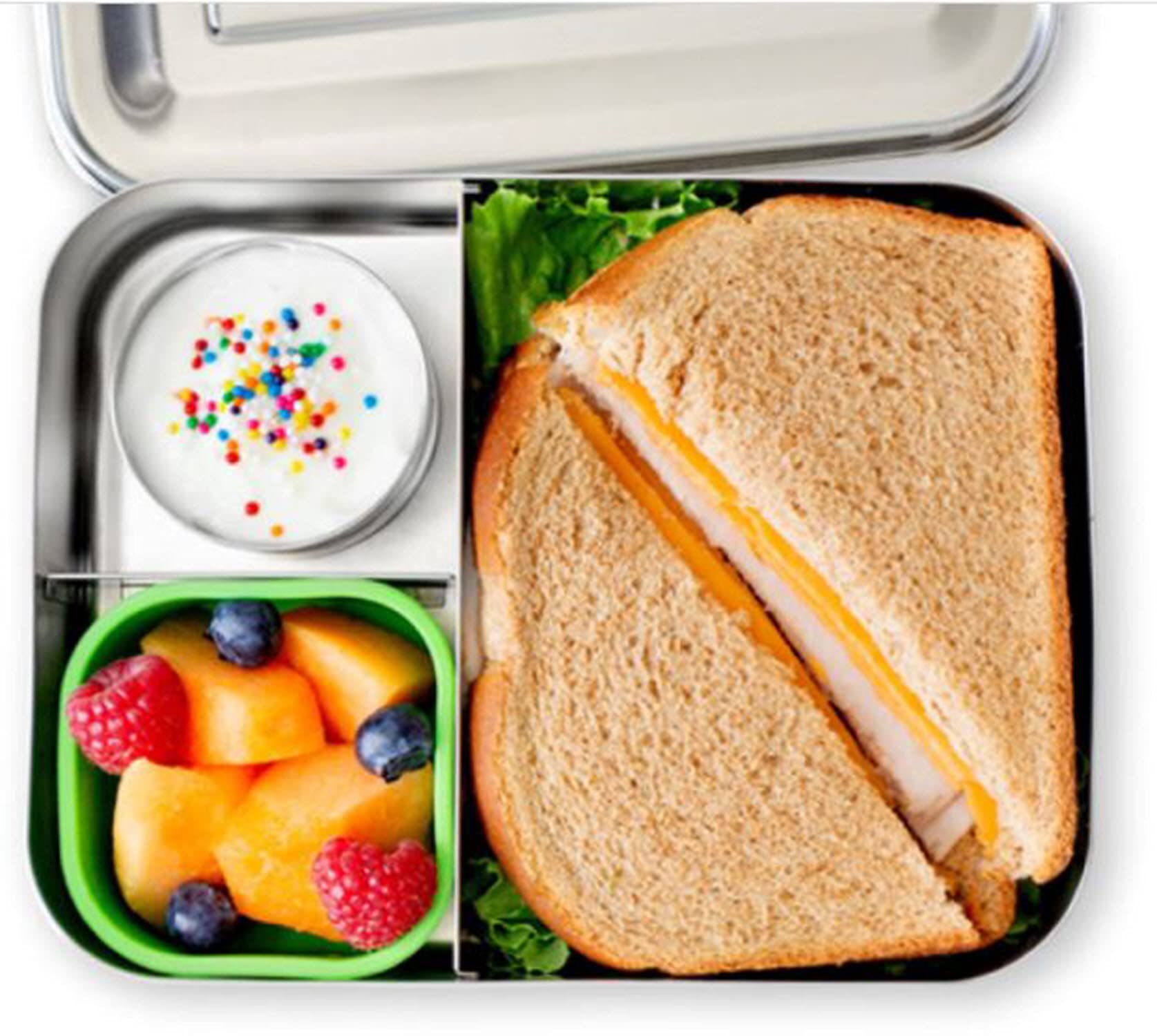 Lunchbots Silicone Bento Cups Set - Accessories Designed To Fit In Medium And Large Bento Lunch Boxes - 7 Pieces - Blue/Aqua