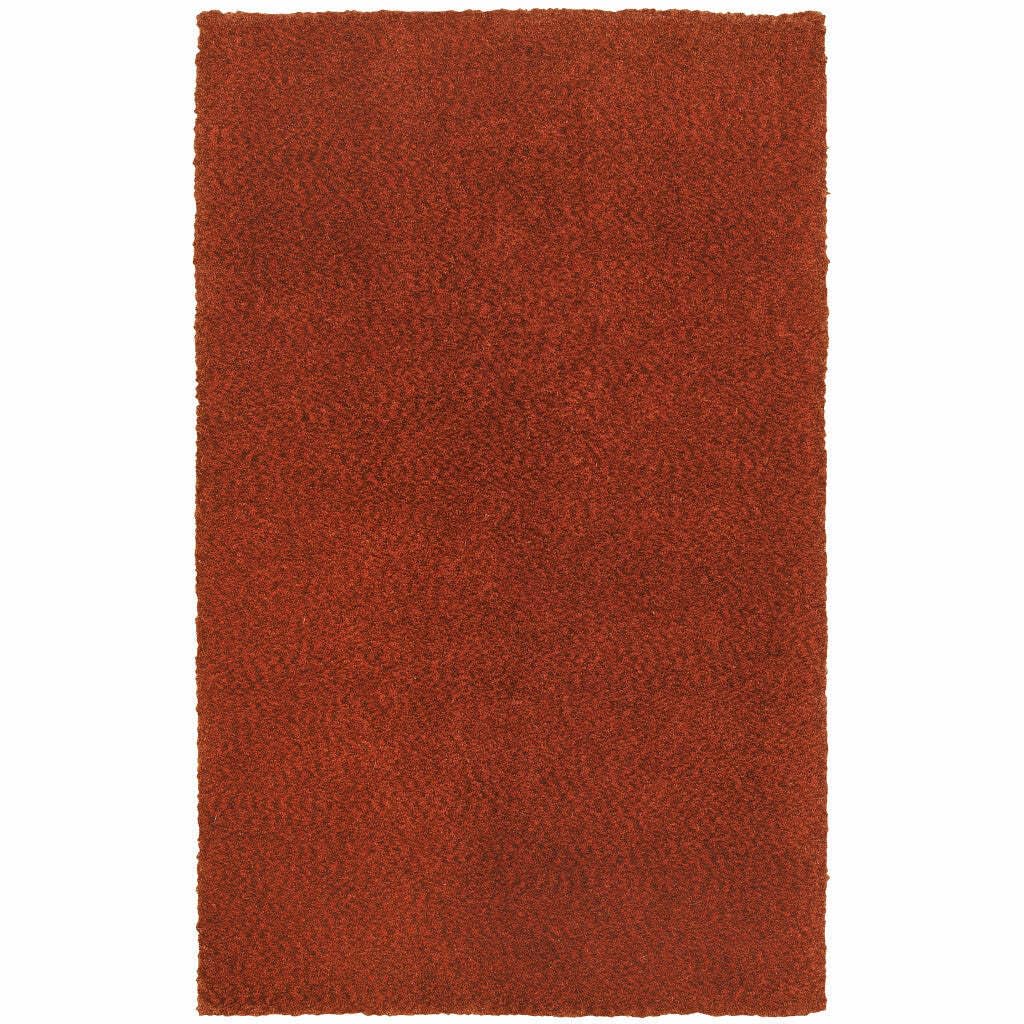 HomeRoots 509001 5 x 7 ft. Rust Red Shag Tufted Handmade Stain Resistant Area Rug