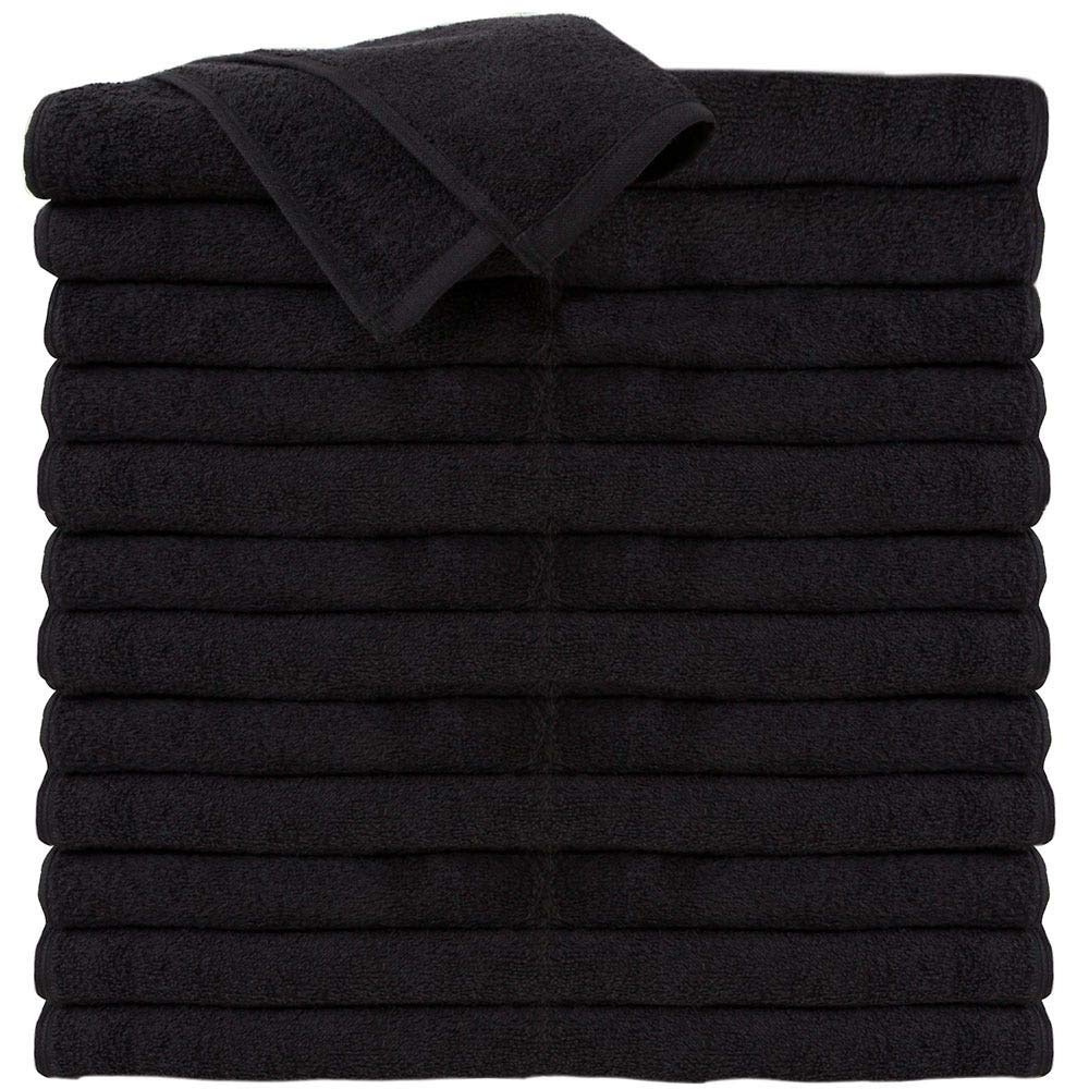 ForPro Premium 100% Cotton All-Purpose Towels, Black, Extra Soft Multi-Purpose Salon, Spa, Hotel, and Gym Towel, 16    W x 27