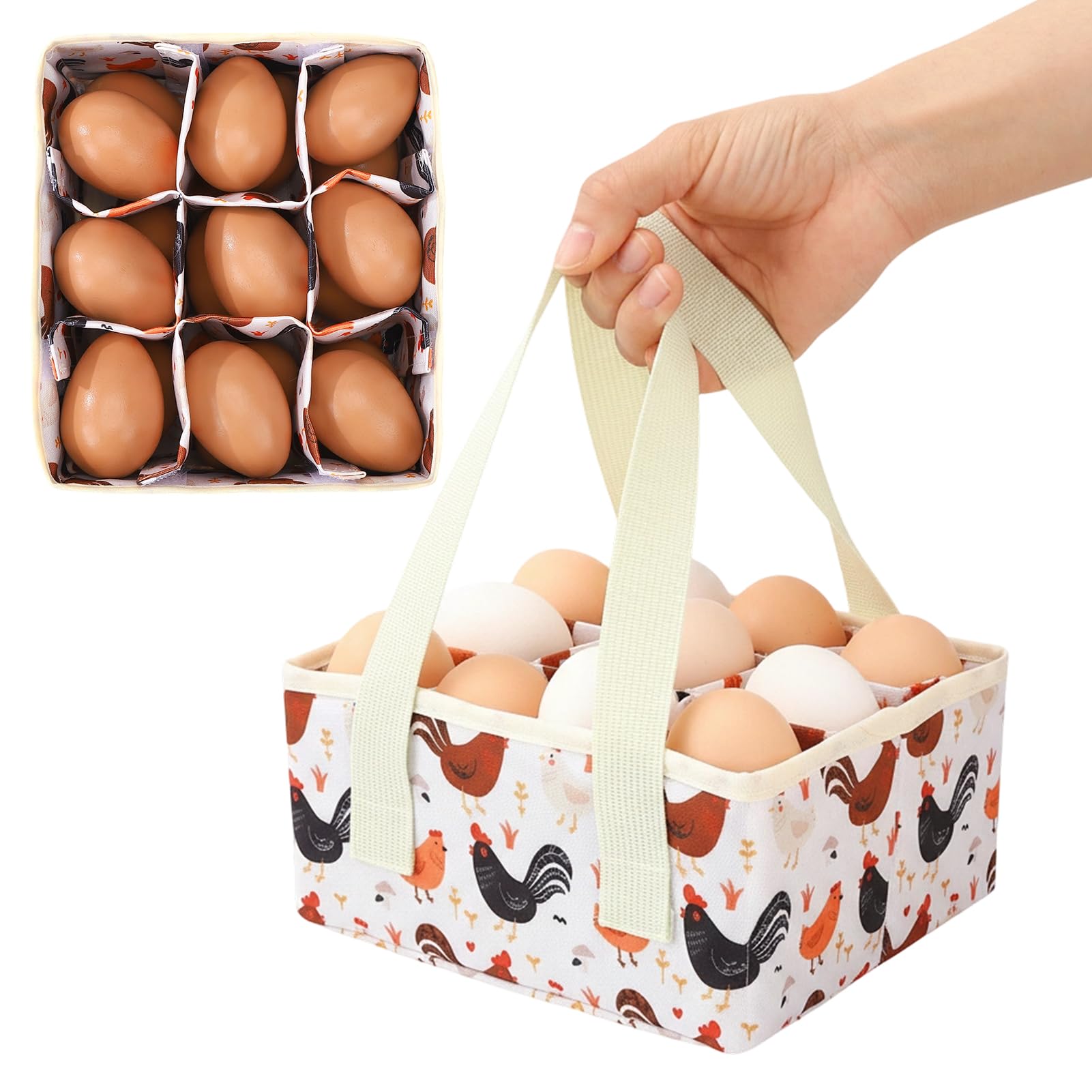 XLSXEXCL Removable Egg Collecting Basket, Foldable Canvas Egg Holder