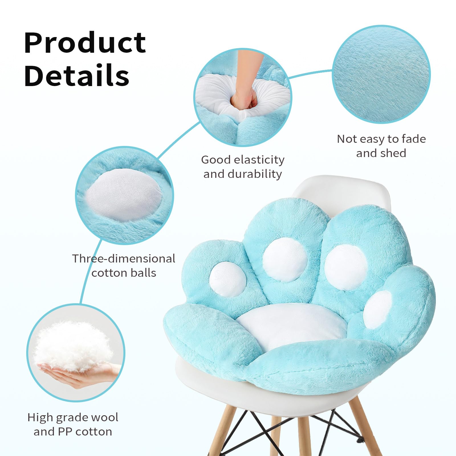 Ditucu Cat Paw Cushion Kawaii Chair Cushions 27.5 X 23.6 Inch Cute Stuff Seat Pad Comfy Lazy Sofa Office Floor Pillow For Gaming