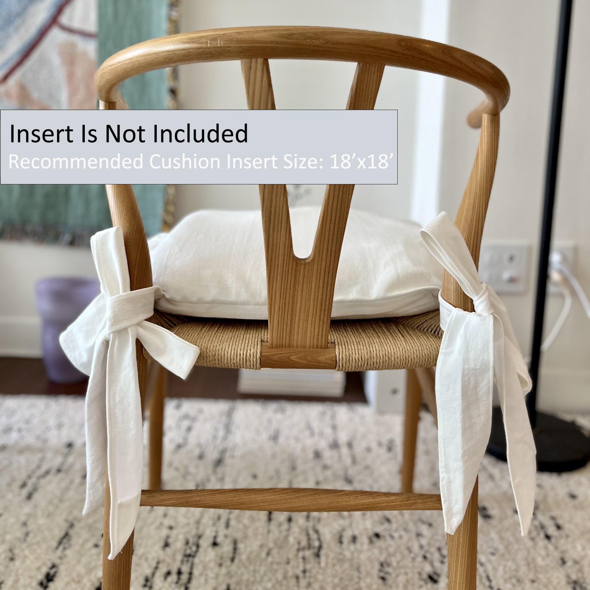 Cozymomdeco Korean Made Chair Pad Slipcover 17.7'X17.7' Chair Cushion Cover Ties With Ruffle Farmhouse Decor No Cushion Insert,