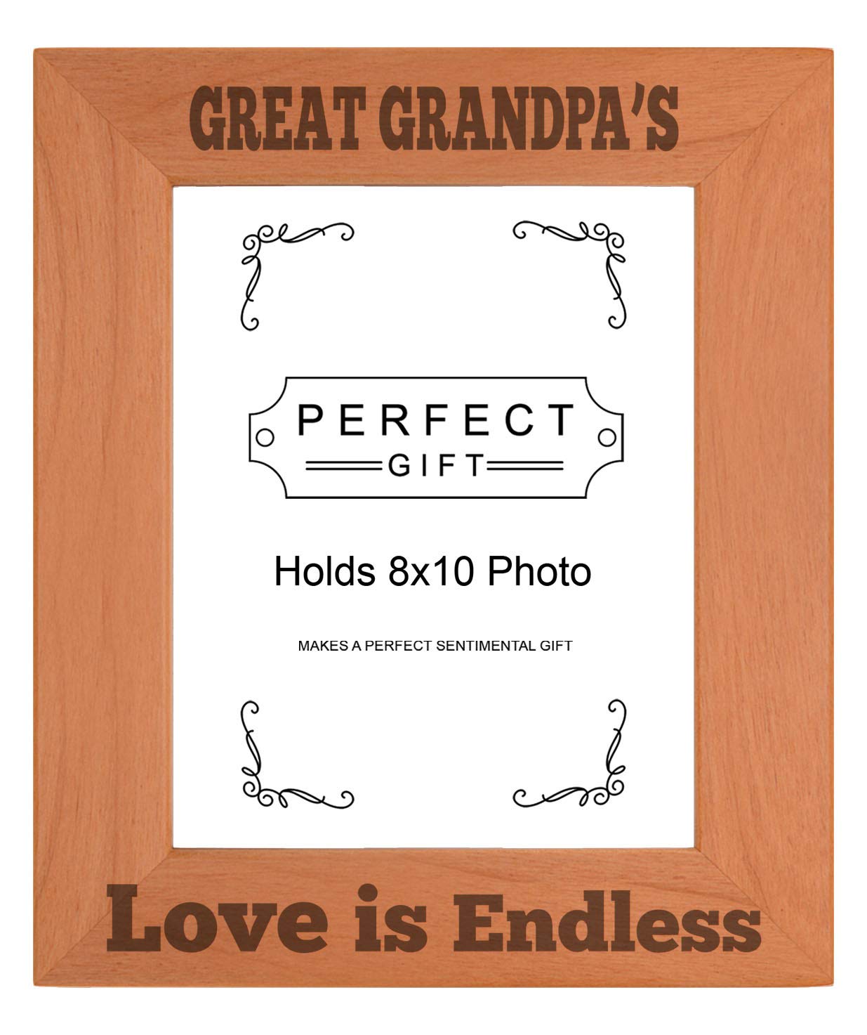 ThisWear Sentimental Photo Frame Great Grandpas Love Is Endless Wood Engraved 8x10 Portrait Picture Frame