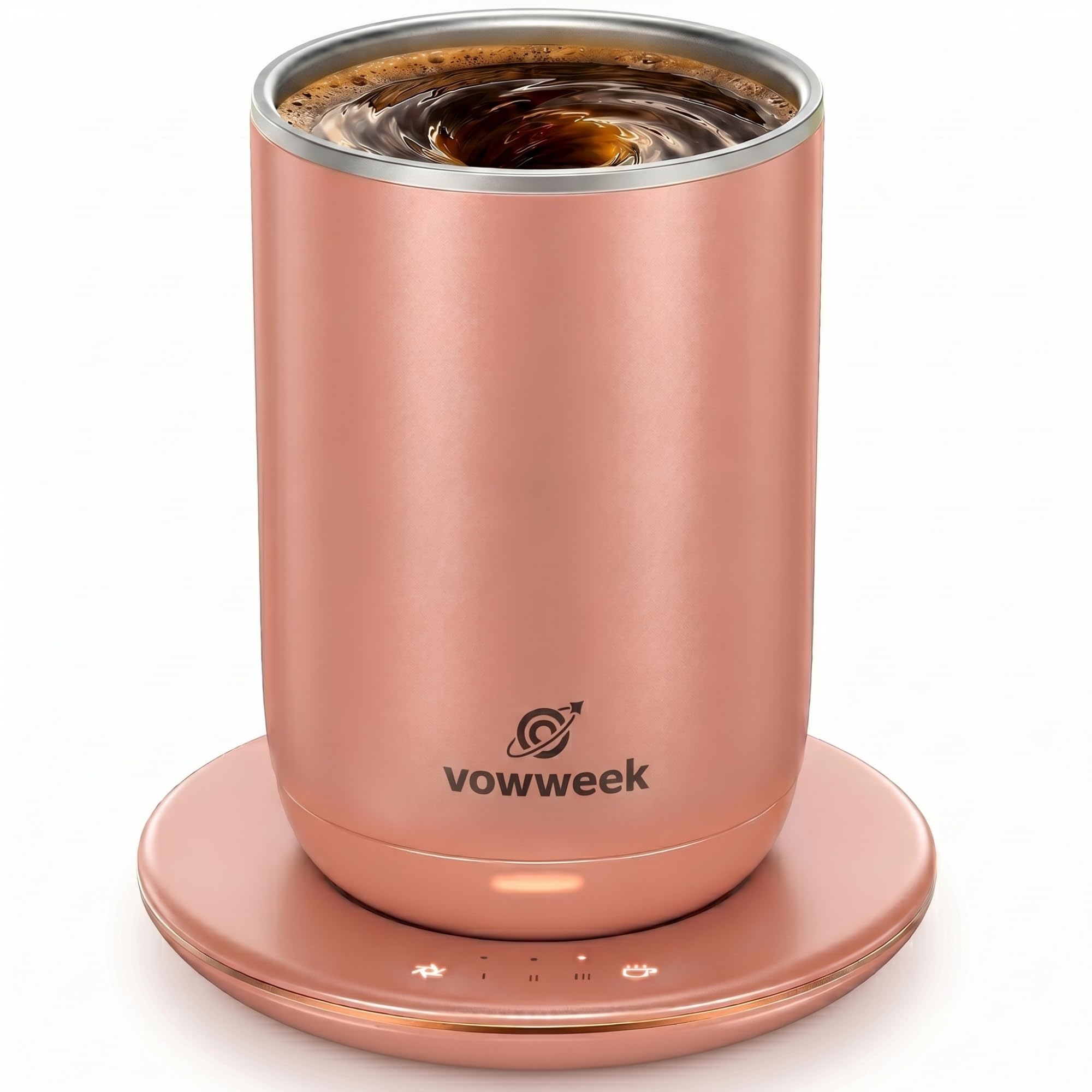 Self Stirring Heated Coffee Mug, 10 oz Auto Magnetic Mixing Cup, DustyRose
