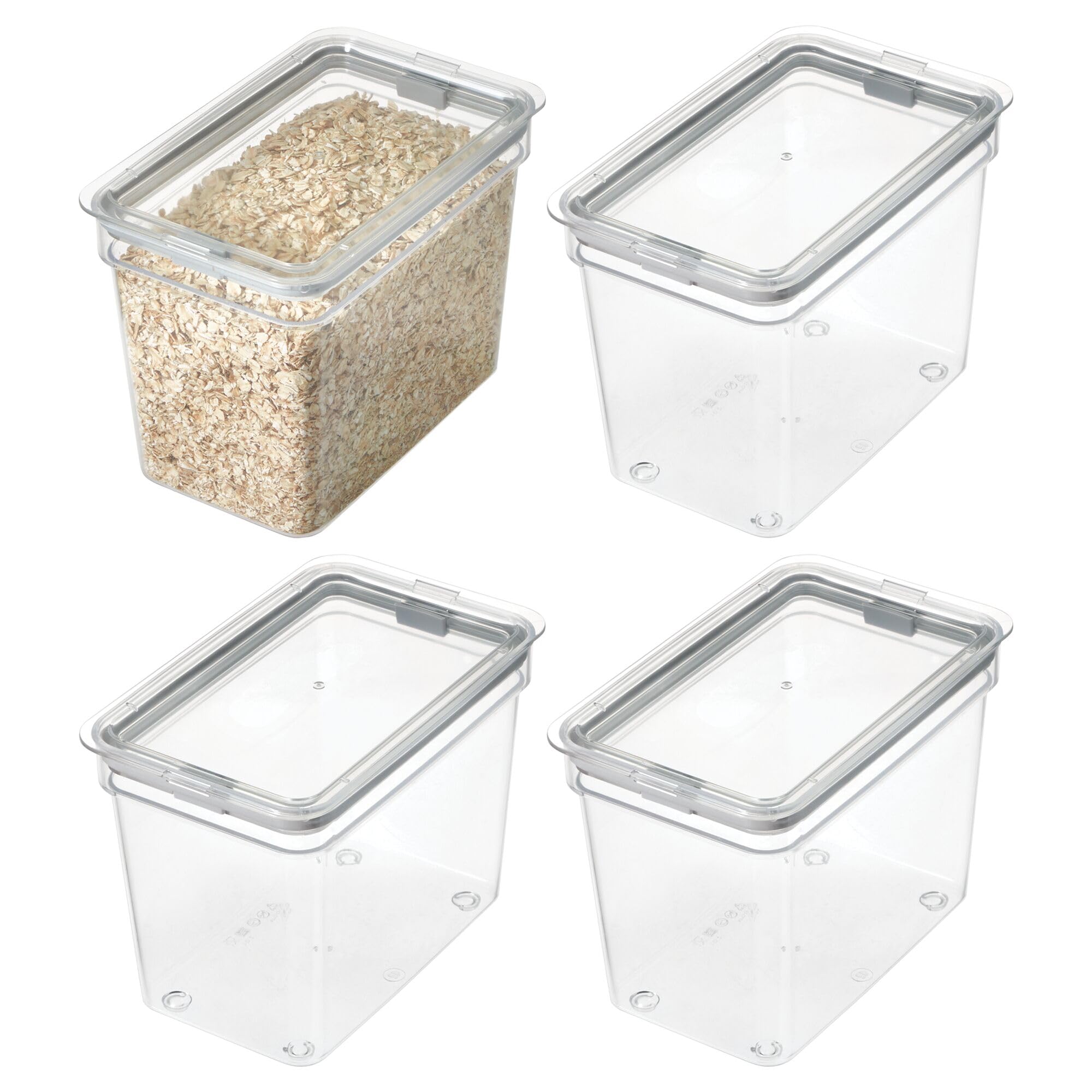 iDesign Small Food Storage Bin with Airtight Lid for Kitchen or Pantry Storage - Set of 4 - Clear