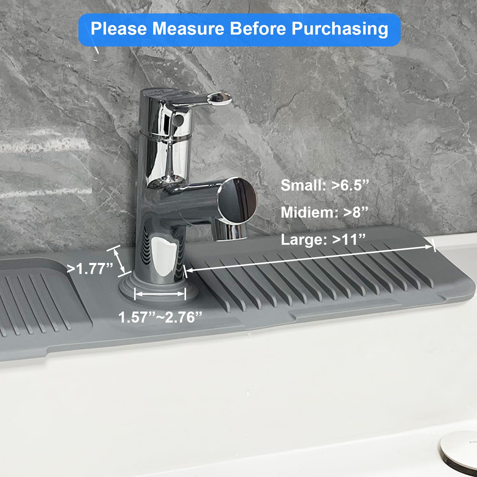 Kitchen Sink Splash Guard, Silicone Draining Mat For Kitchen Sink Sponge Holder Drying Mat For Kitchen Counter Faucet Handle Dri