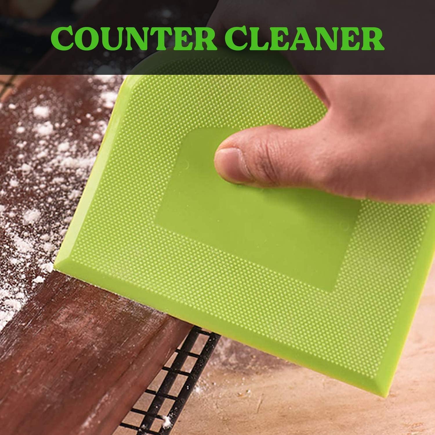 Surdoca Dough Scraper Bench Scraper - 3P 4.7X3.7'' Plastic Flexible Bowl Scraper, Sharp Edge & Angles Cake Scraper. Non-Slip Bak
