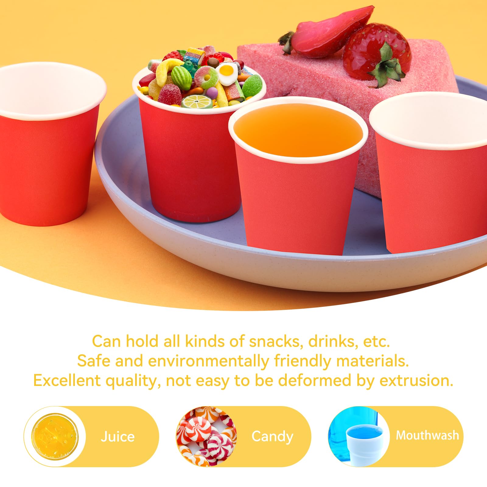 Prgery 100 Pack 3oz Red Paper Cups Mouthwash Cups  Disposable Bathroom Cups Small Paper Cups 3oz Ideal for Bathroom Supermarket Birthday Party Picnic and BBQ