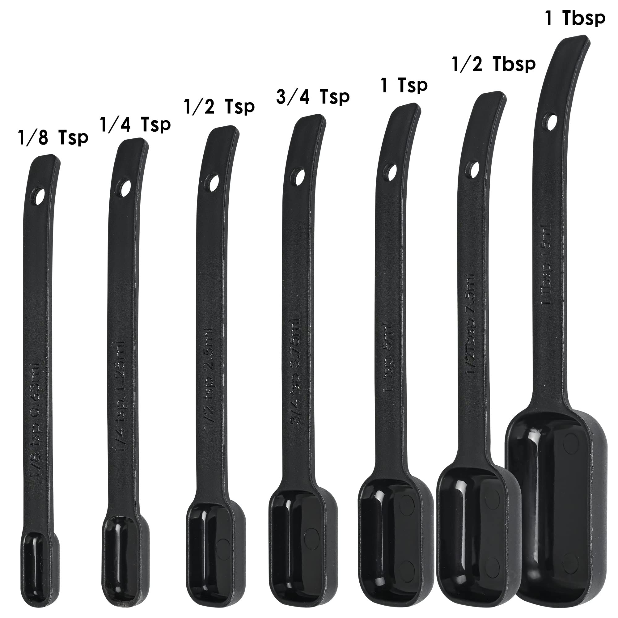 Spuvgvc Plastic Measuring Cups And Spoons Set,Black Dry Measuring Cups Set With Spout And Leveler For Kitchen And Baking, Bpa Fr