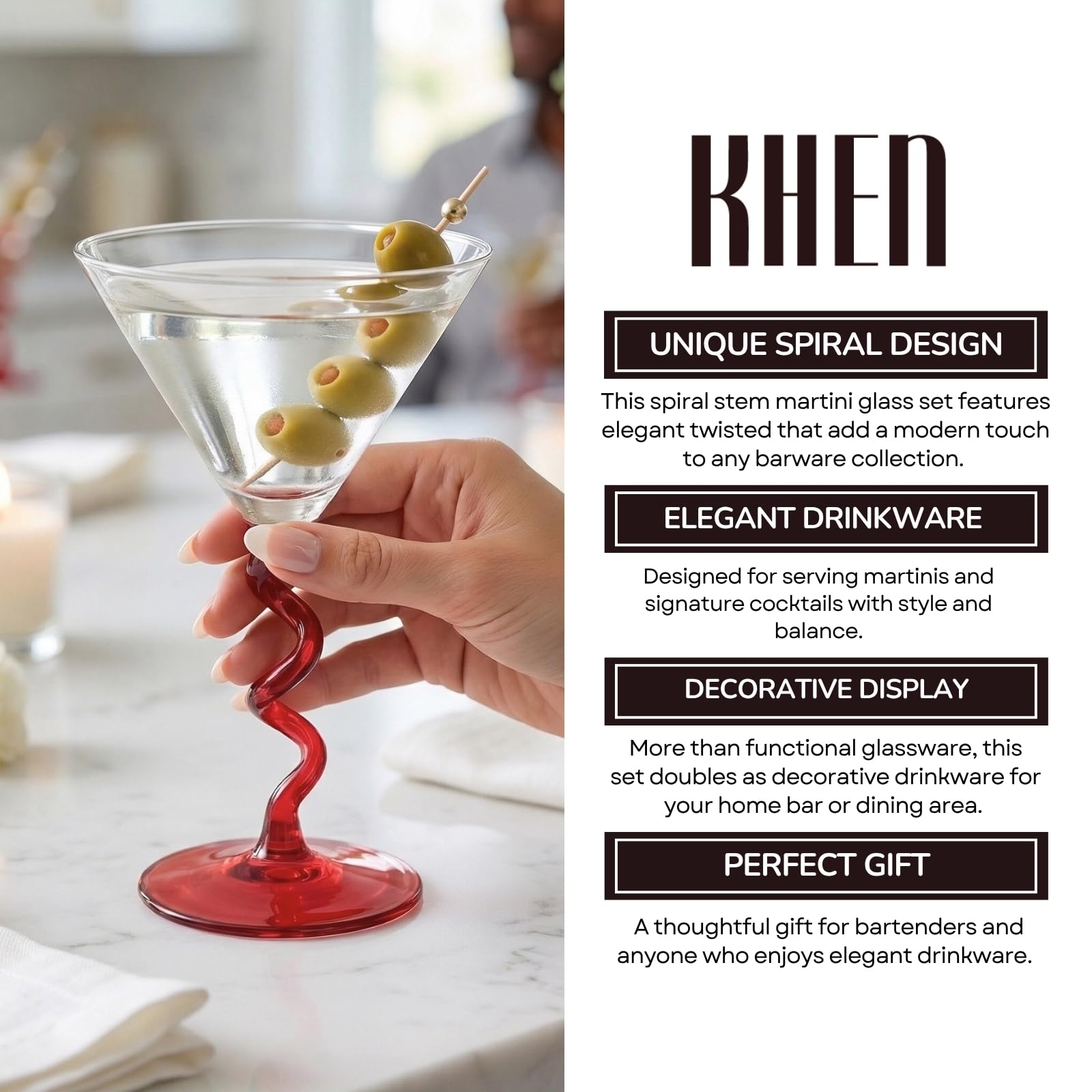 Spiral Stem Martini Glasses