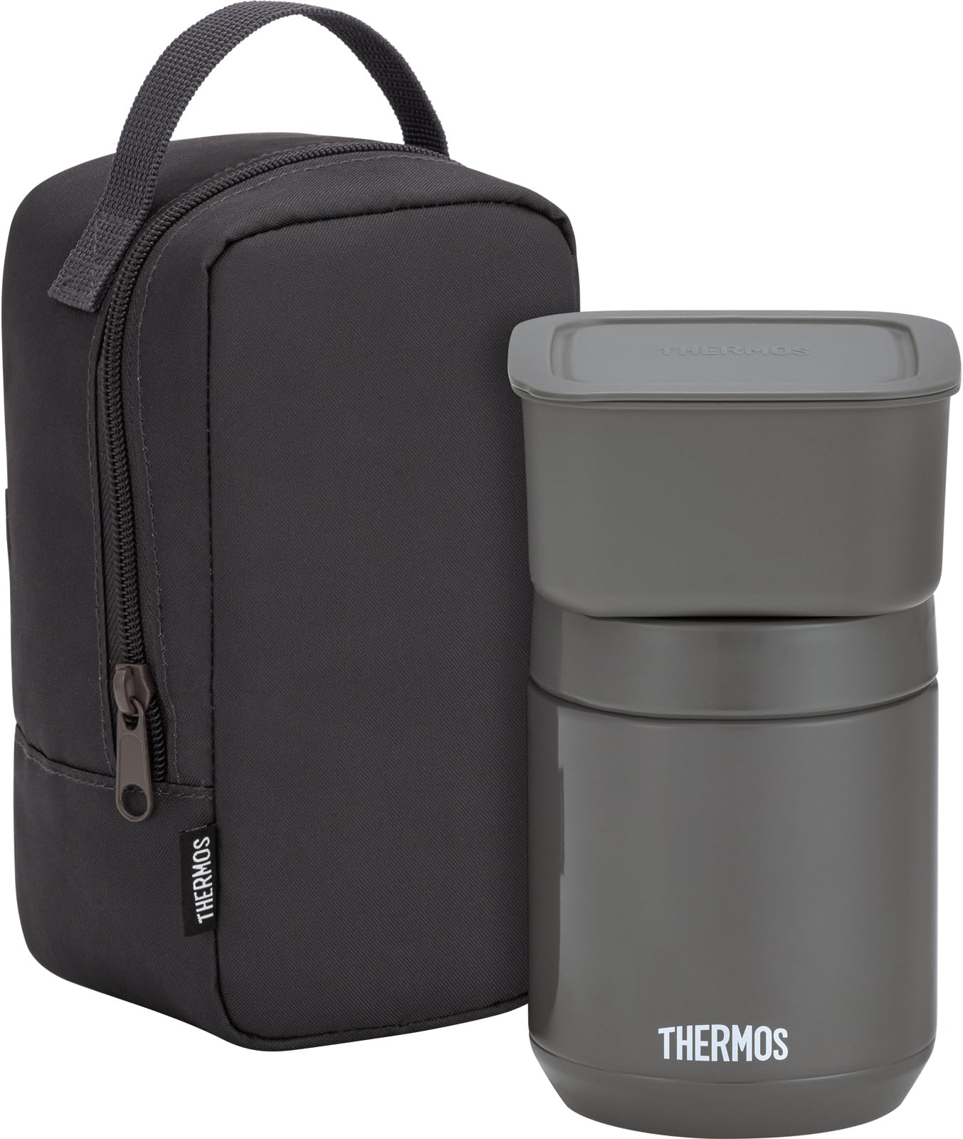 Thermos JEE800 DGY Vacuum Insulated Soup Lunch Set, 13.5 fl oz (400 ml), Dark Gray, Soup Jar and Container Set