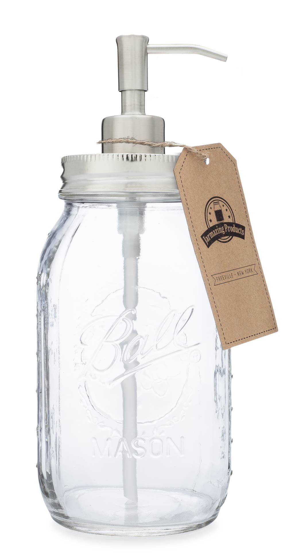 Jarmazing Products Quart Size Mason Jar Soap and Lotion Dispenser  32 Ounce  Made from RustProof Stainless Steel