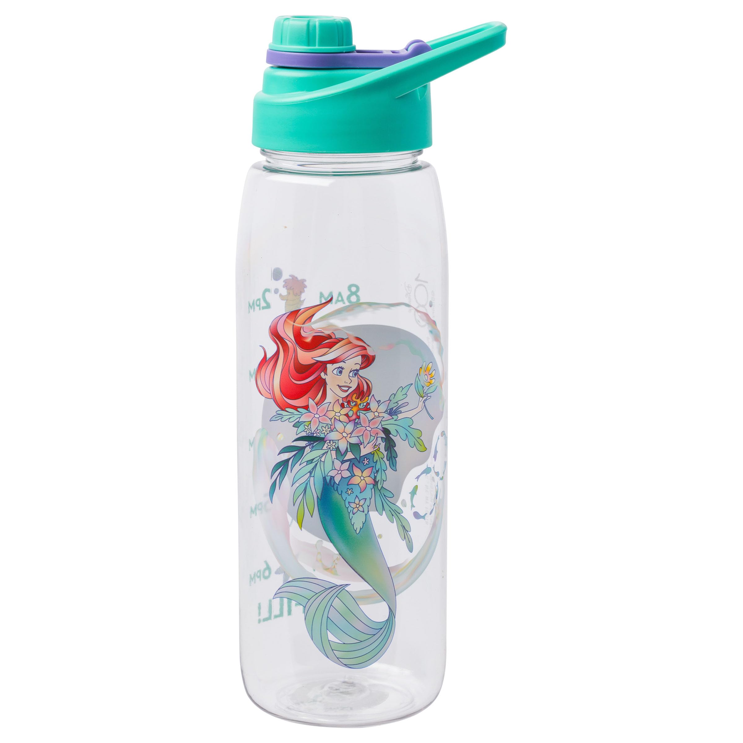 Silver Buffalo Disney Princess Ariel Stylized Character Art Water Bottle With Screw Lid, 28 Ounces, Multicolor