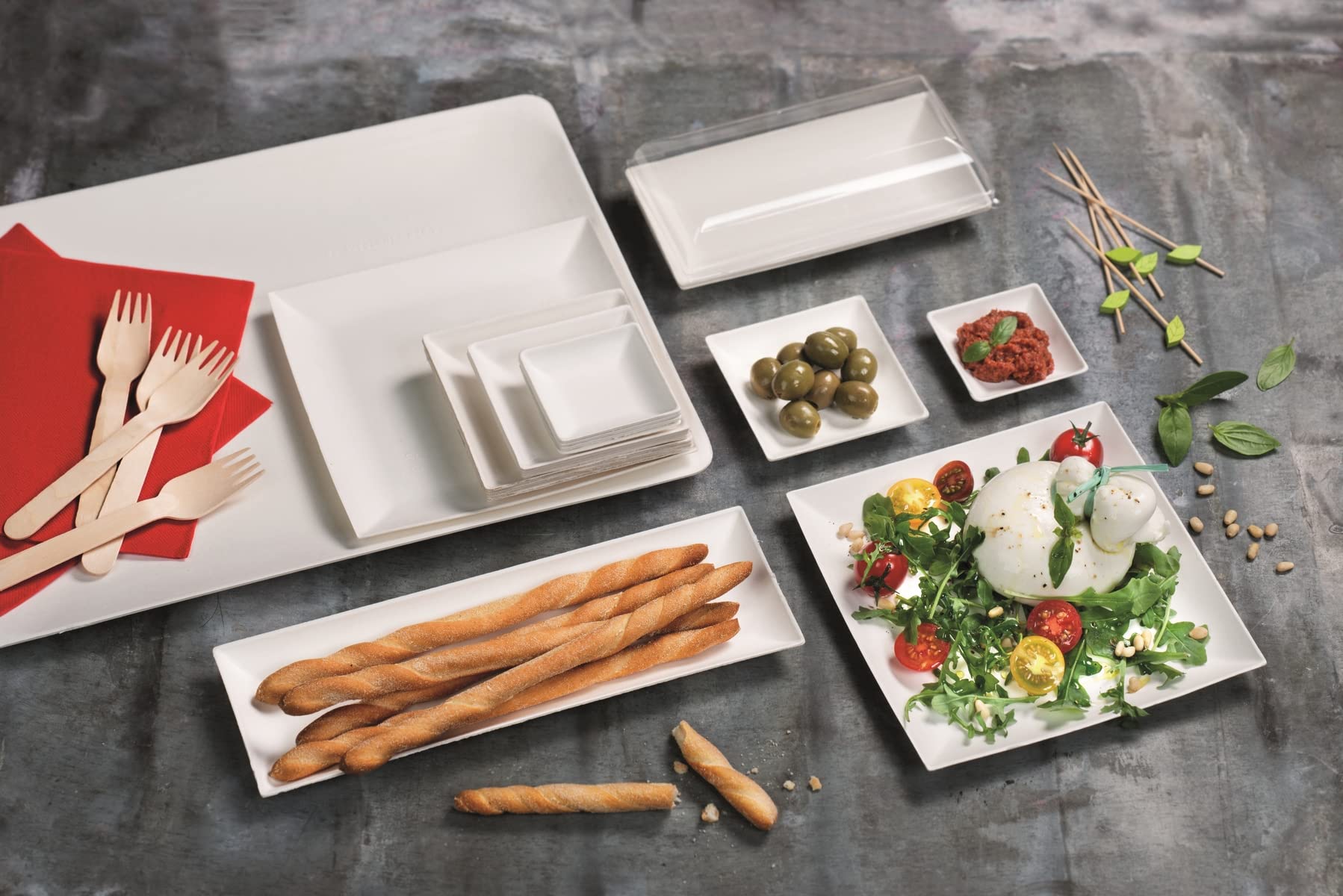 Packnwood - 210Spkbem - Individually Wrapped Forks - 100% Natural And Compostable Bamboo Cutlery, Disposable Plastic Spork - Eco