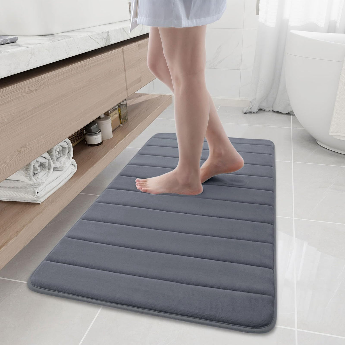 Buganda Memory Foam Bath Mat Rug, 44'' X 20'', Ultra Soft And Non-Slip Bathroom Rugs, Water Absorbent And Machine Washable Bath