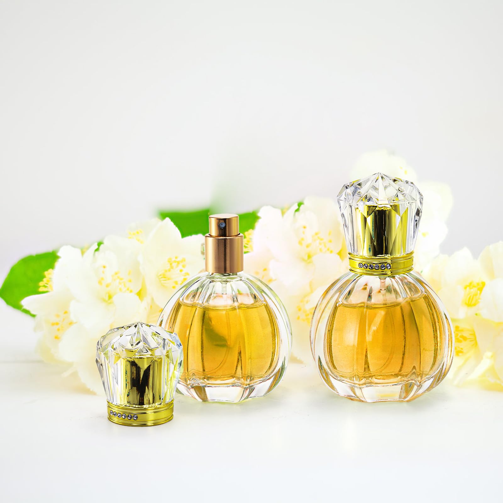 Foraineam 6 Pack 50Ml / 1.7Oz Glass Spray Bottles Pumpkin Shape Refillable Fine Mist Spray Perfume Bottle, Empty Crystal Glass F