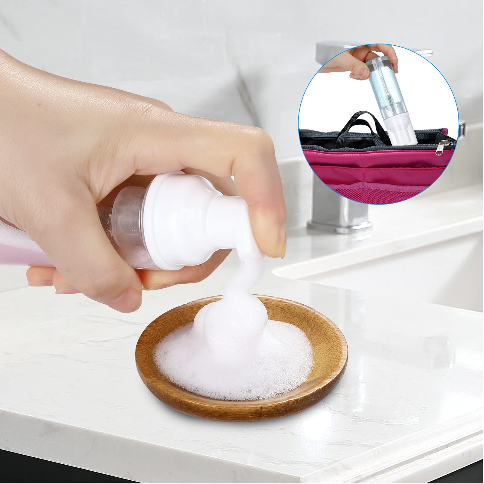 35 Pcs 2Oz Foam Soap Dispensers Mini Cleaning Plastic Refillable Travel Bottles With Pump For Hand Sanitizer Lash Shampoo Castil