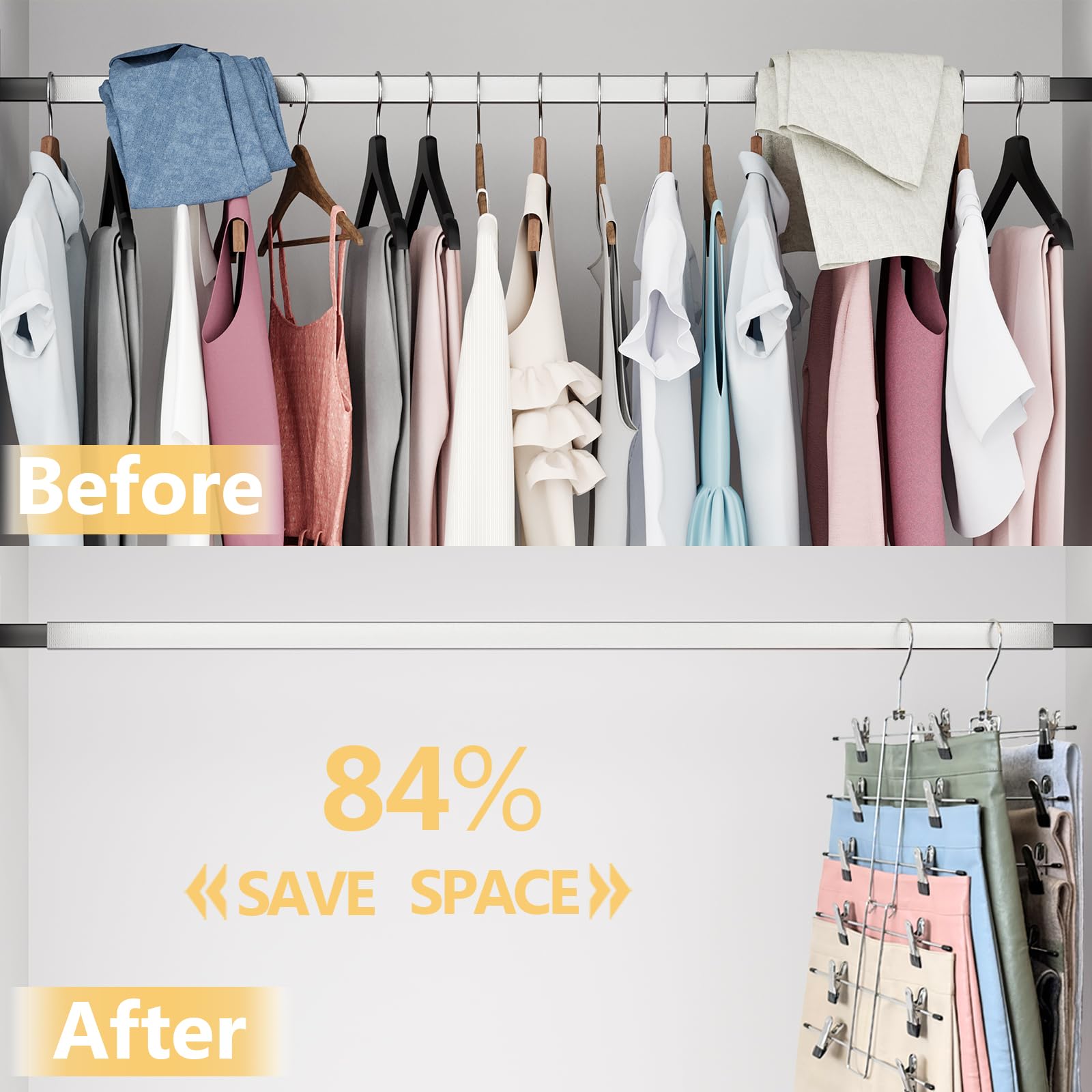 Closet Organizers And Storage-Hanging Closet Organizer-6 Tier-Skirt & Pants Hangers Space Saving-Durable Closet Organization Han