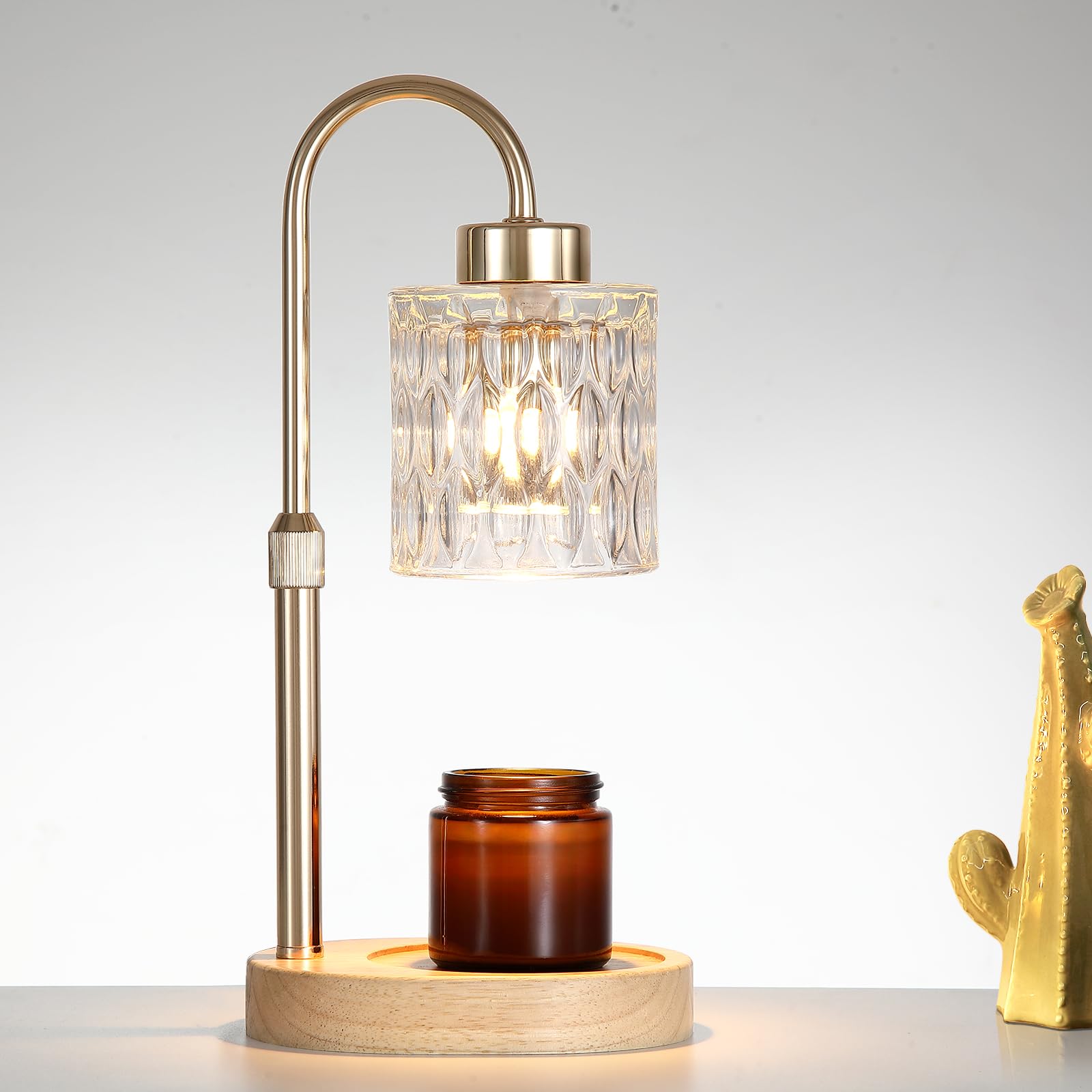 MEIXISUE Gold Candle Warmer Lamp with Dimmer and Timer,Home Decor Lamp for Scented Jar,Electric Wax Melt Warmer,Mother s Day/Bi