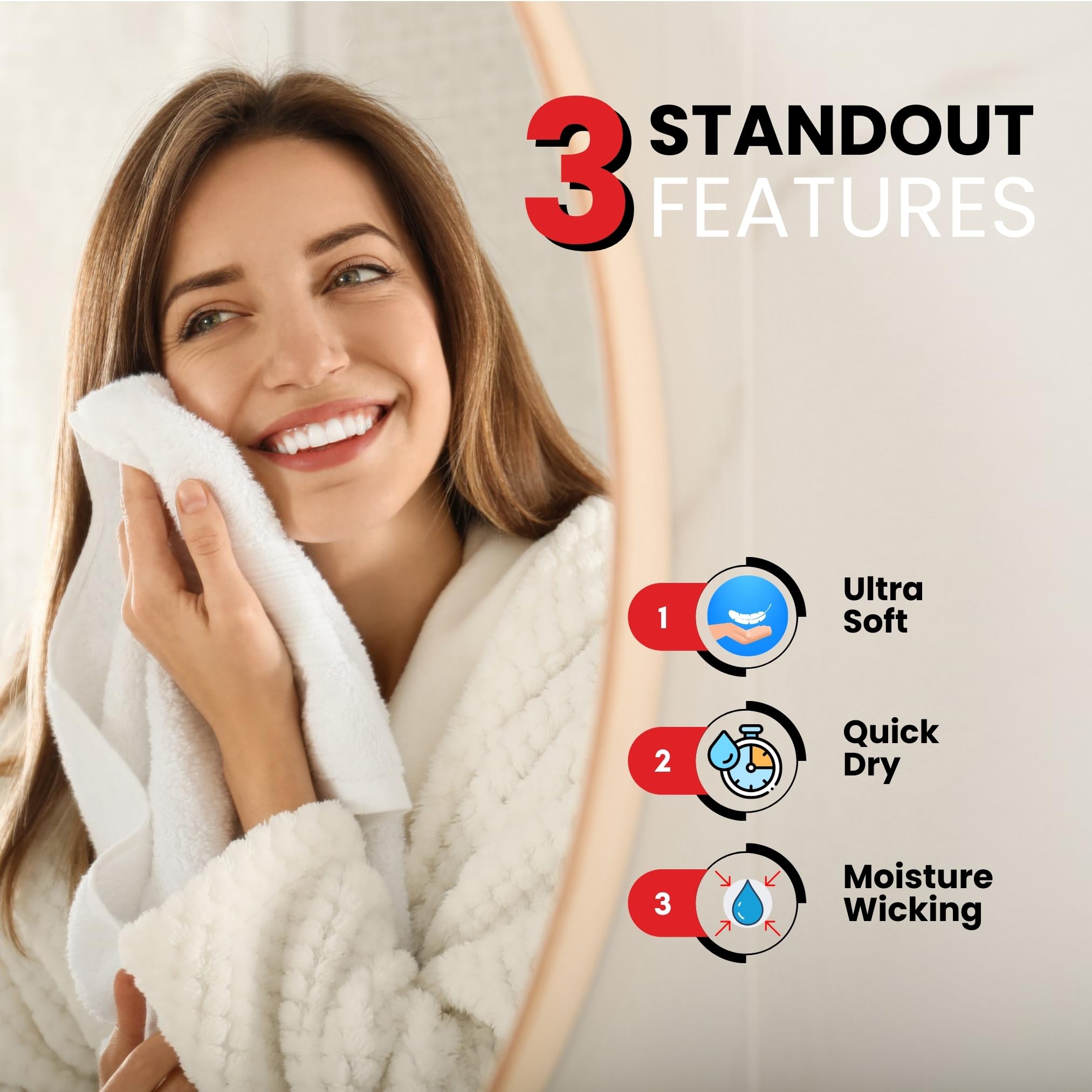 Infinitee Xclusives 100% Cotton Hand Towels For Bathroom - Ultra-Soft & Highly Absorbent, 6-Pack, Gym, Spa & Hotel | Burgundy |