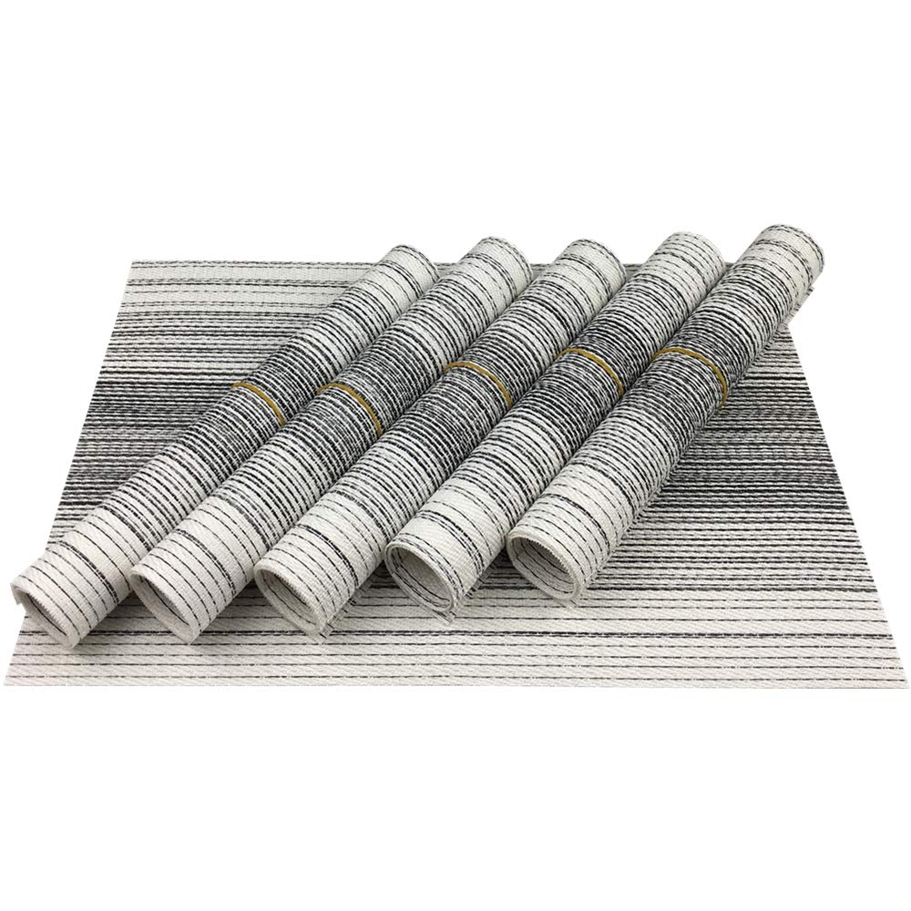 Placemat,Blending Color Durable Woven Vinyl Placemat Washable Heat-Resistant Anti-Skid Kitchen Dining Table Mats (Set Of 6, Blac