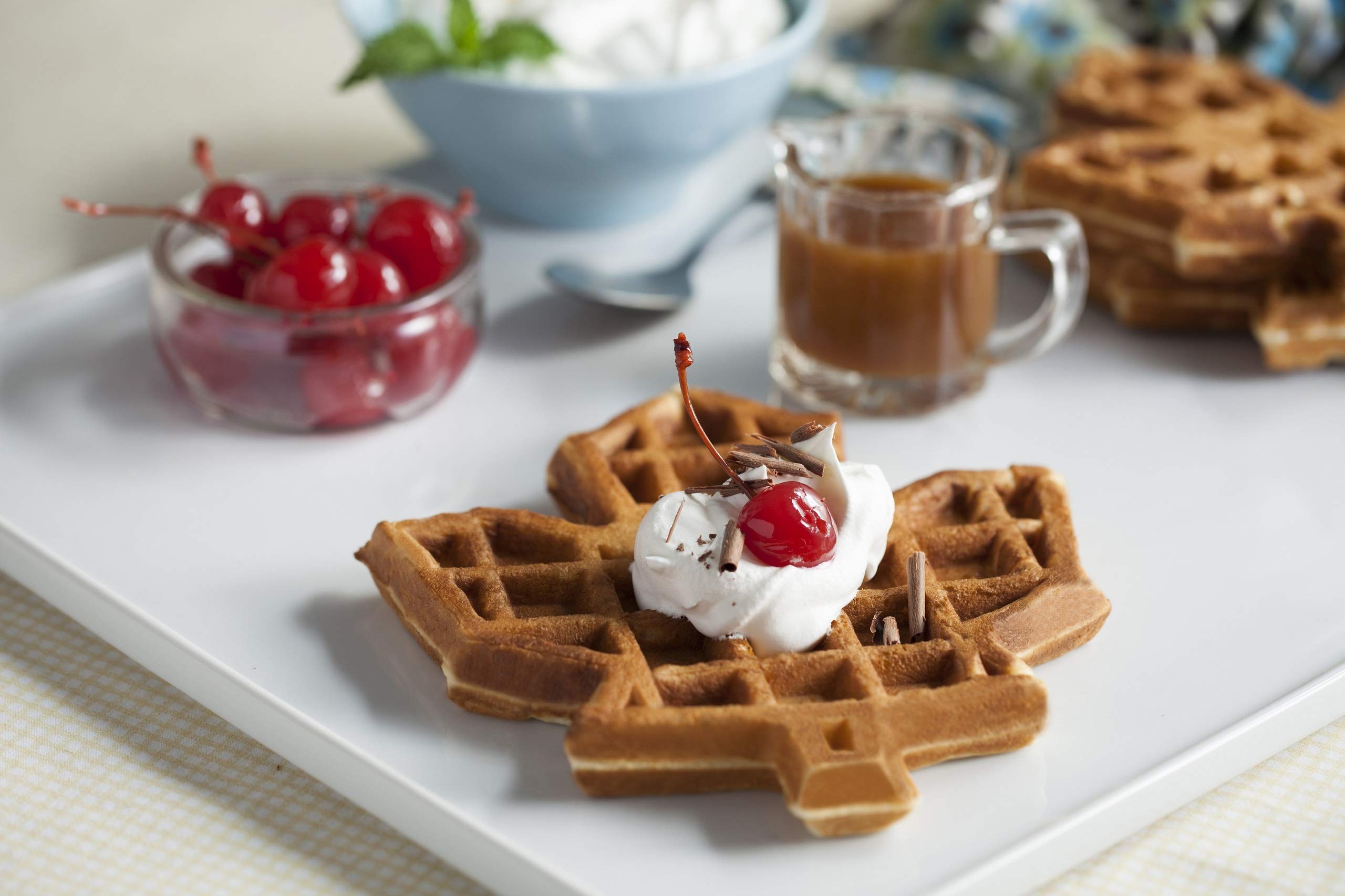 Canadian Maple Leaf Shaped Belgian Waffle Maker | Non-Stick Waffle Iron | Works Perfectly For Chaffles, Gluten Free Or Paleo Pan