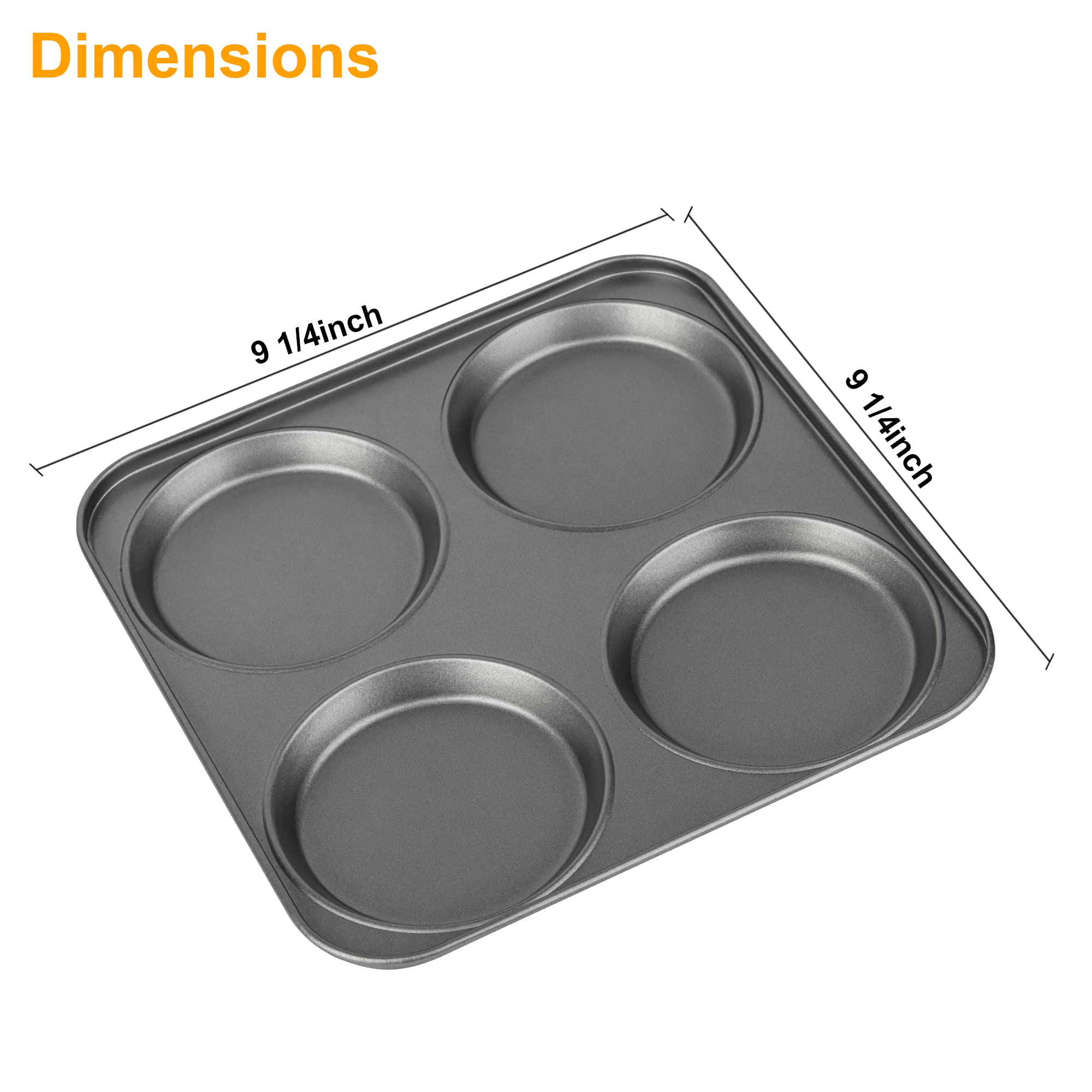 Tiawudi Muffin Top Pan, 4-Cup Hamburger Bun Pan, Large Whoopie Pies Pan, Non-Stick Bakeware For Eggs, Cornbread, Small Cake Laye