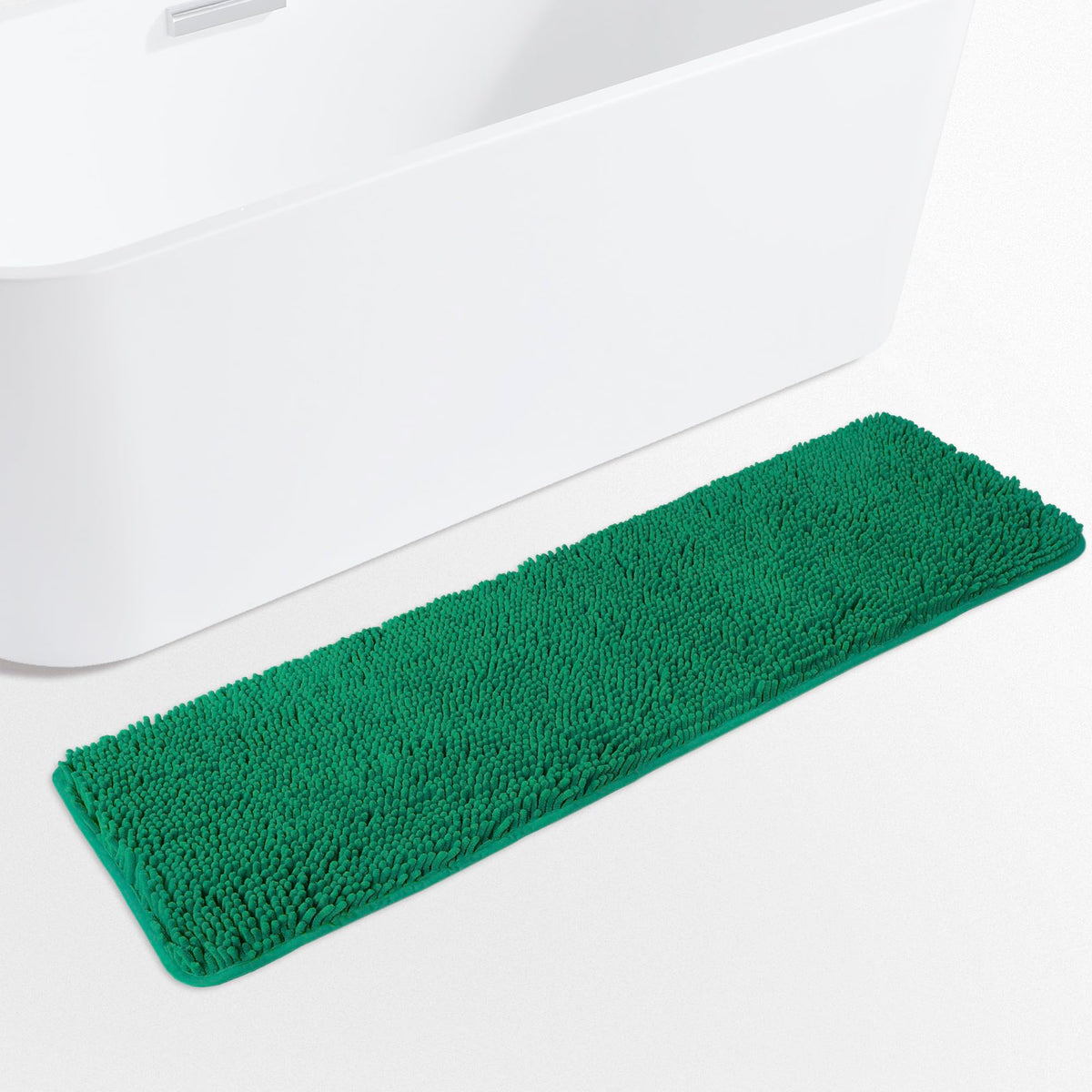 Yeaban Emerald Green 47 X 17 Bathroom Rug - Thick Chenille Bath Mats | Absorbent And Washable Bath Rug Non-Slip, Plush And Soft