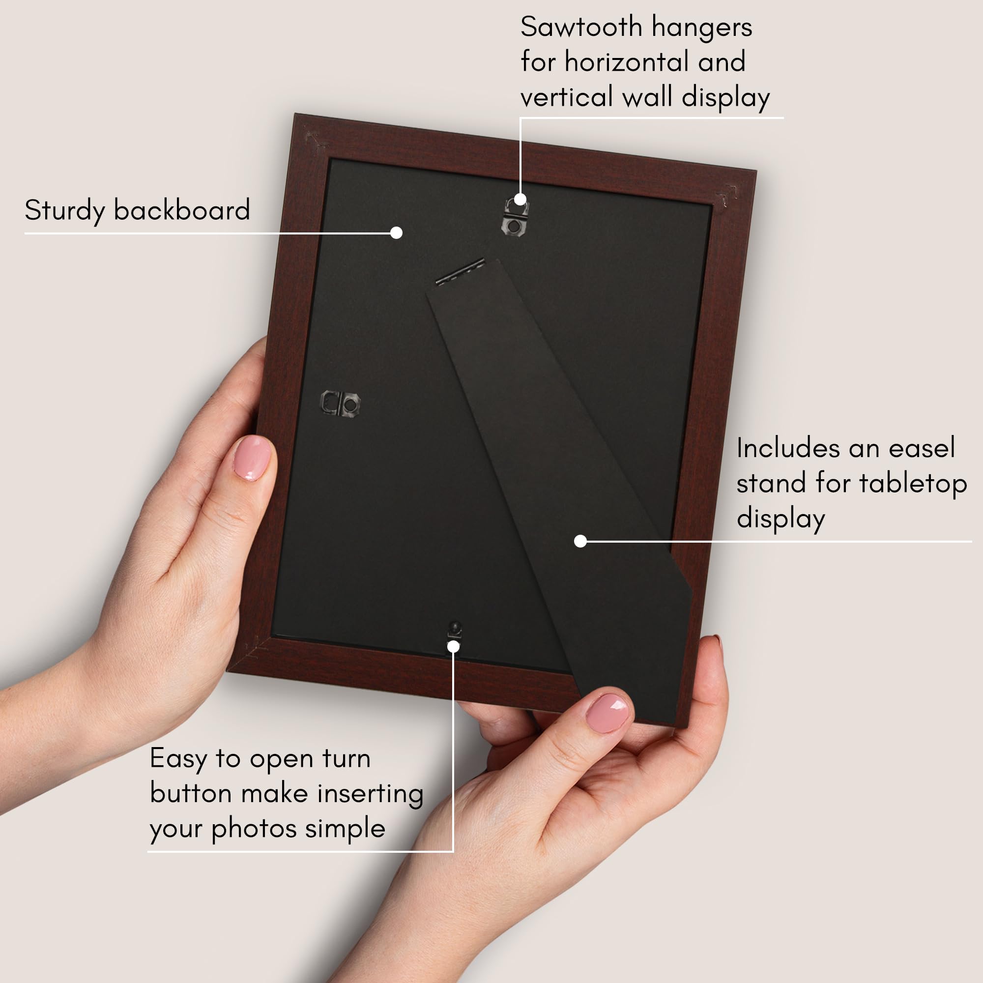 Americanflat 8x10 Picture Frame with Shatter-Resistant Glass - Use as 5x7 Frame with Mat or Display 8x10 Photo Without Mat - Hud