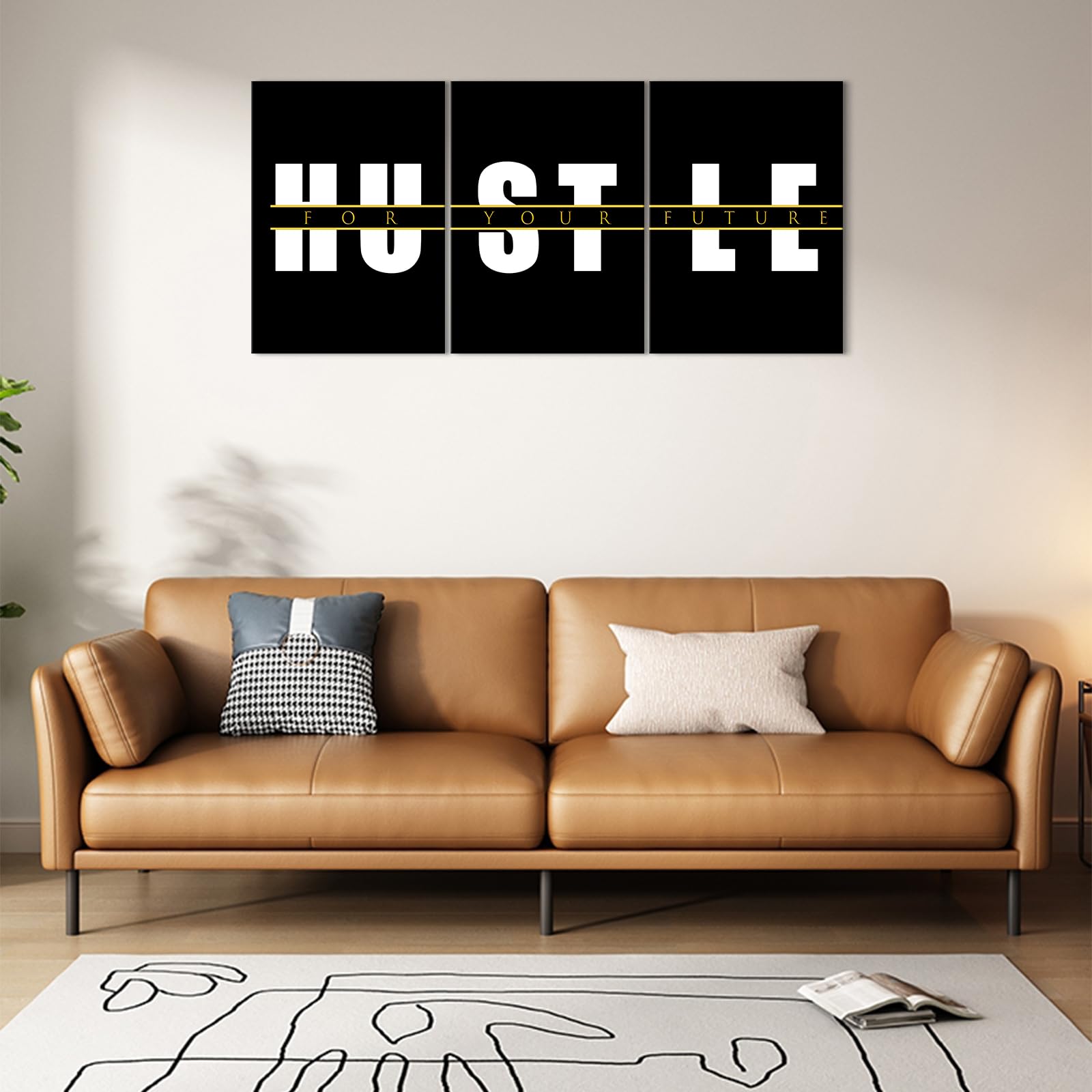 Kawahone Motivational Quotes Wall Art,Hustle Wall Art,Inspirational Wall Art, Hustle For Your,Ideal Gift For Bedroom Living Offi