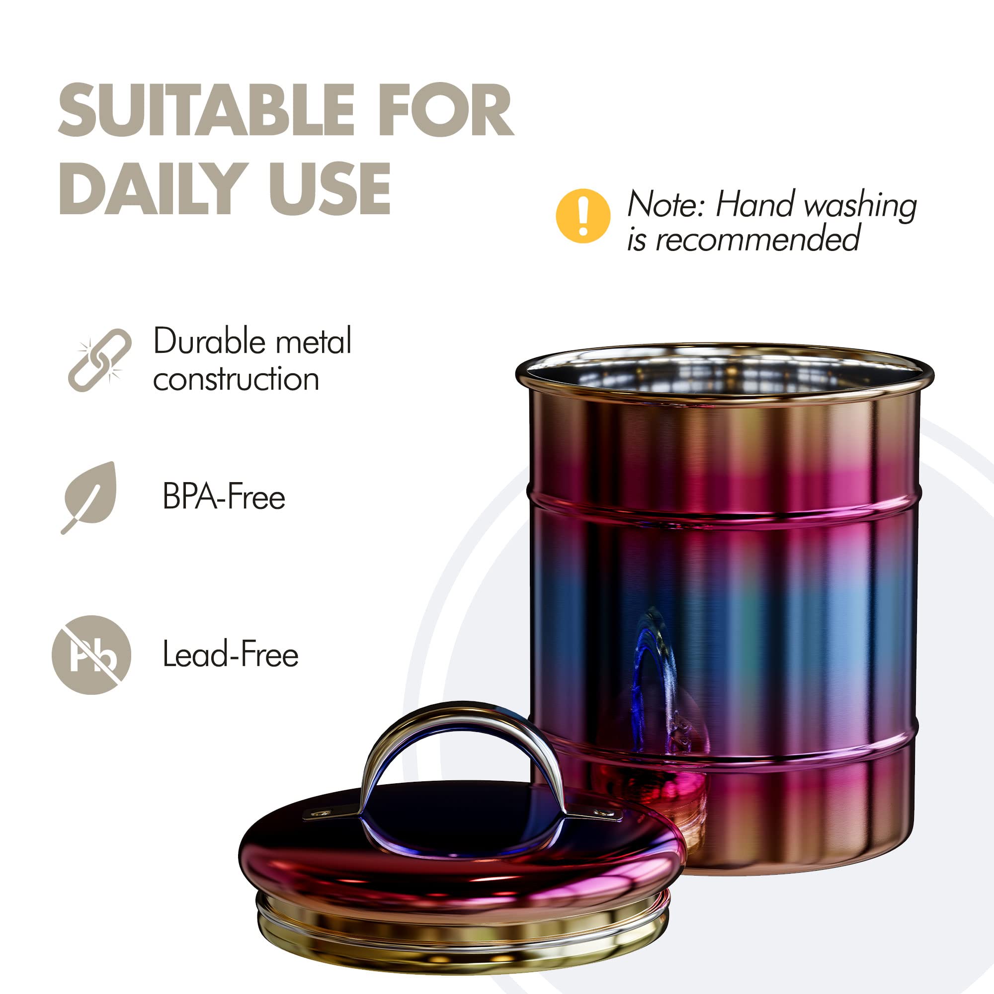 Amici Home Rainbow Metal Storage Canister | Dry Food Storage Container | Airtight Lid | 38 Ounce Capacity | Modern Home D  Cor |