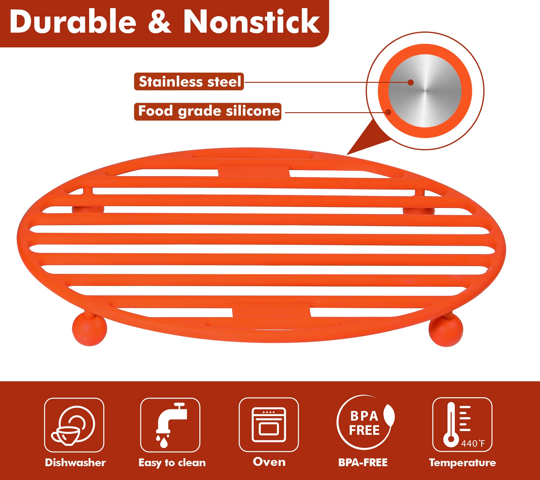 Webake Silicone Roasting Rack - 11x8 Inches Heat-Resistant Cooling Drying Rack for Baking and Roasting Pan
