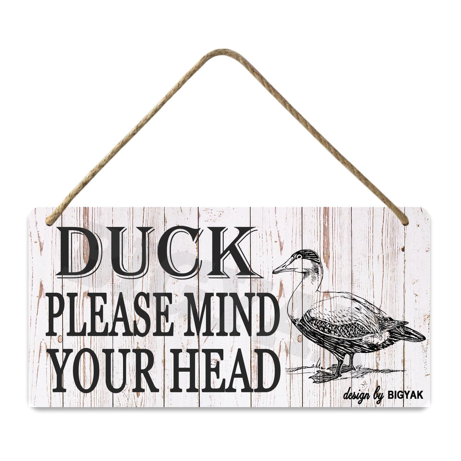 Duck Please Mind Your Head Wooden 5X10 Inch Retro Look Decoration Painting Sign for Home Kitchen Bathroom Farm Garden Garage Ins