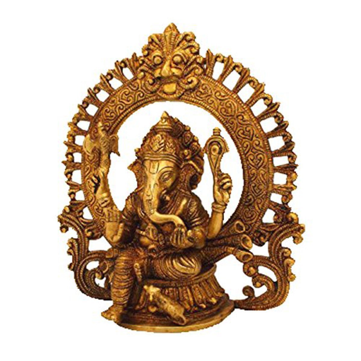 Idol Collections Sitting Ganesha Ganesh Murti Idol Statue With Ring Height 9 Inches