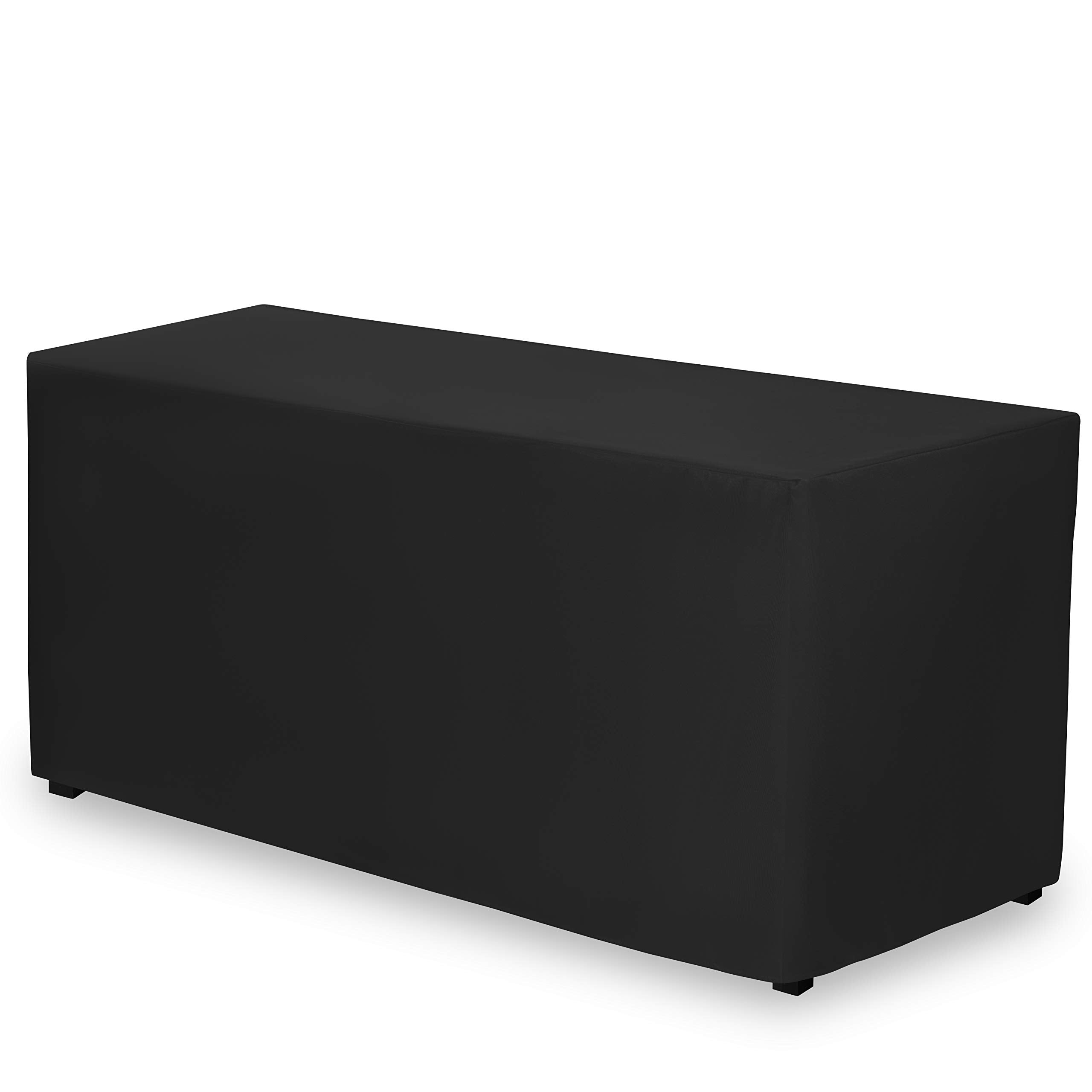 Gee Di Moda Fitted Tablecloth  72 x 30 Inch Black Fitted Table Cloth for 6 Foot Rectangle Table  Heavy Duty Washable Fabric  